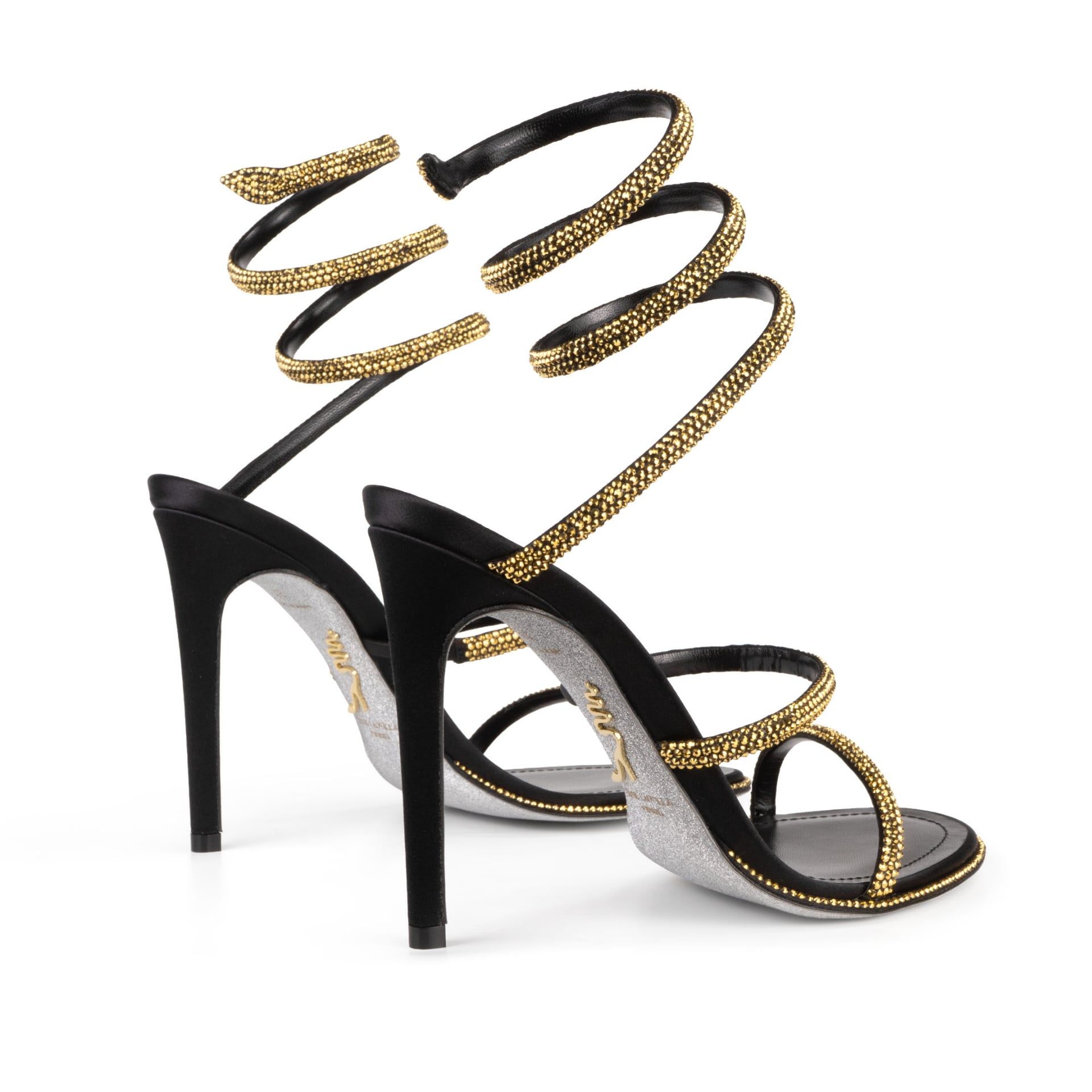 Rene Caovilla Cleo - Sandali Tacco Alto Nero e Oro  C12538-105-R001V284