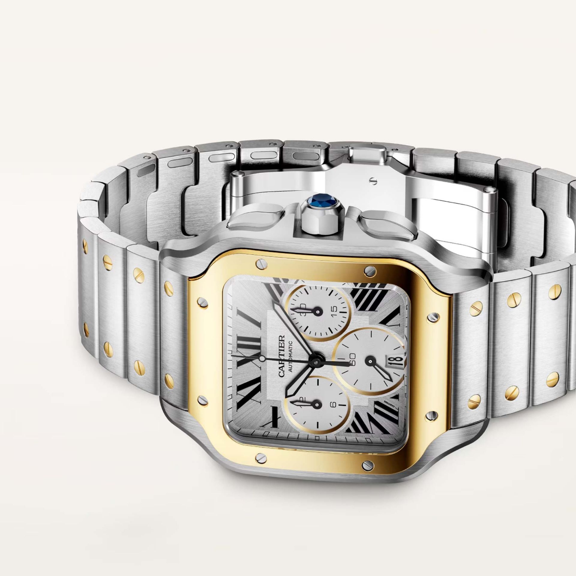 CARTIER Santos De Cartier Modello Grande, Acciaio e Oro Giallo 47 X 39,8 MM W2SA0035