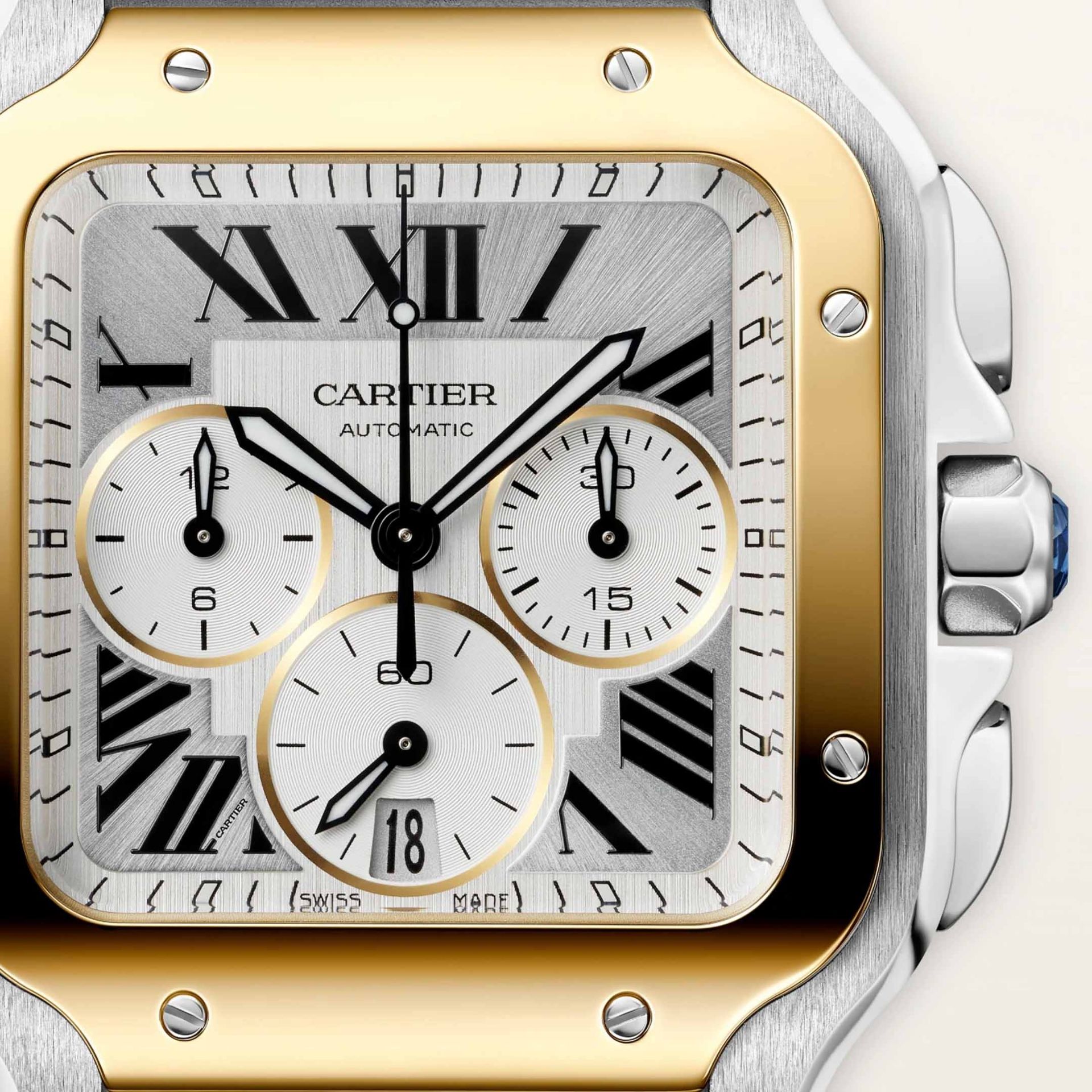 CARTIER Santos De Cartier Modello Grande, Acciaio e Oro Giallo 47 X 39,8 MM W2SA0035