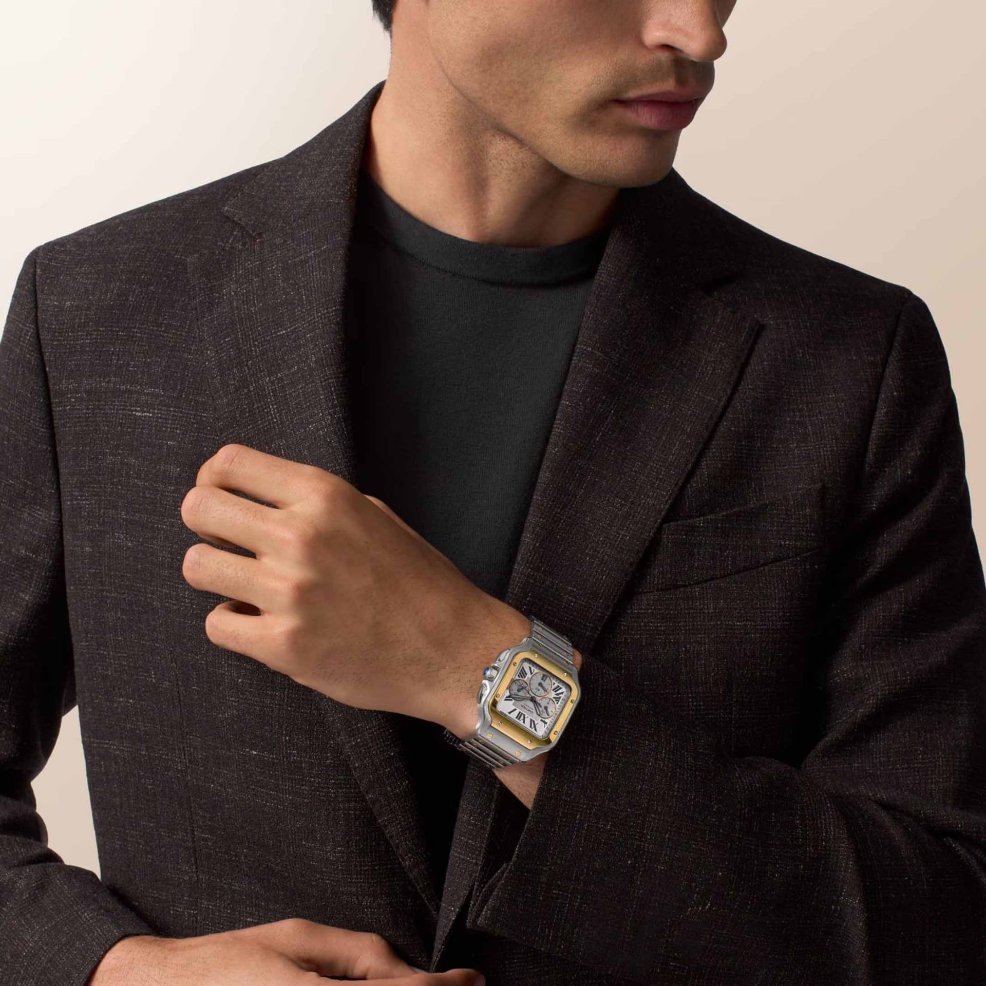 CARTIER Santos De Cartier Modello Grande, Acciaio e Oro Giallo 47 X 39,8 MM W2SA0035