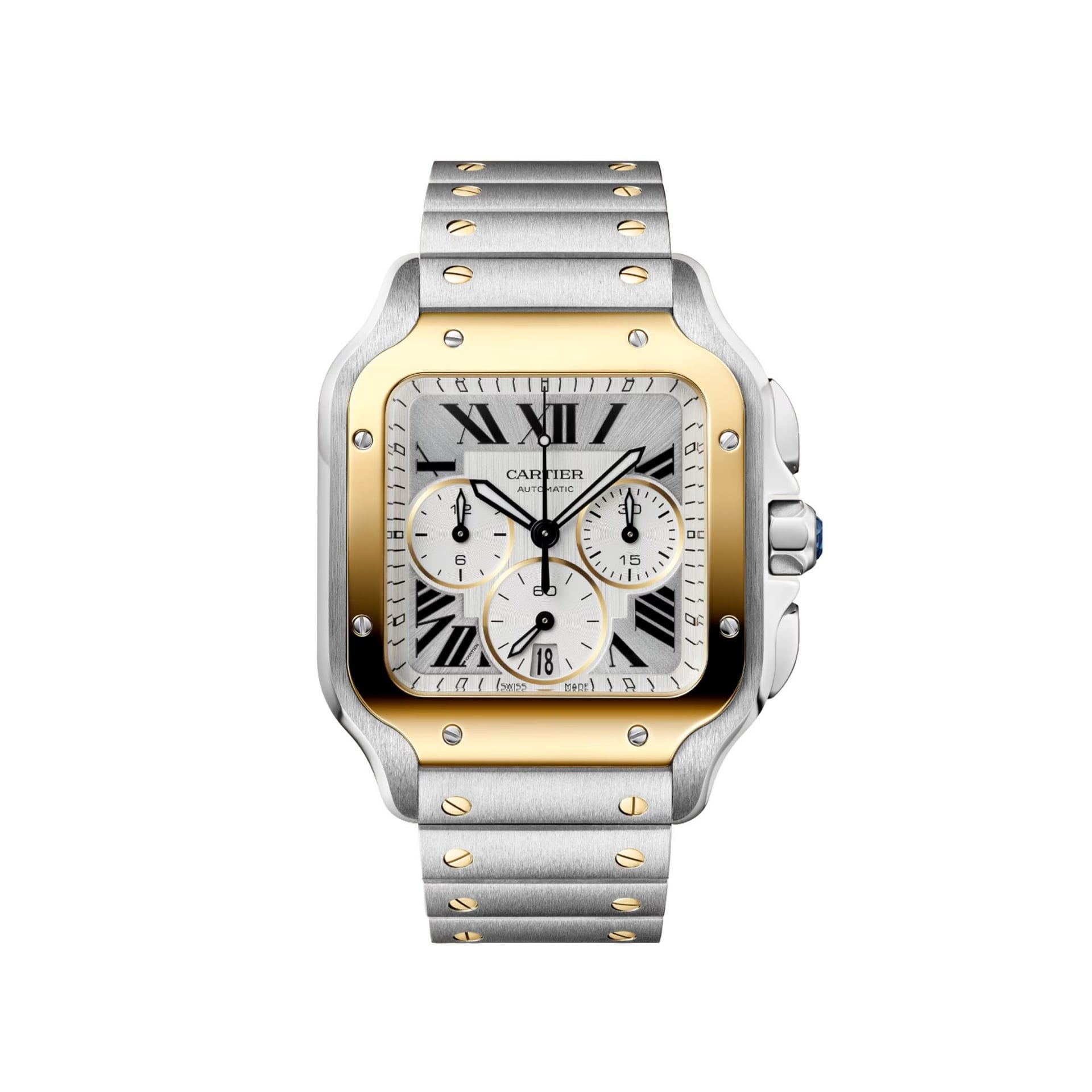 CARTIER Santos De Cartier Modello Grande, Acciaio e Oro Giallo 47 X 39,8 MM W2SA0035