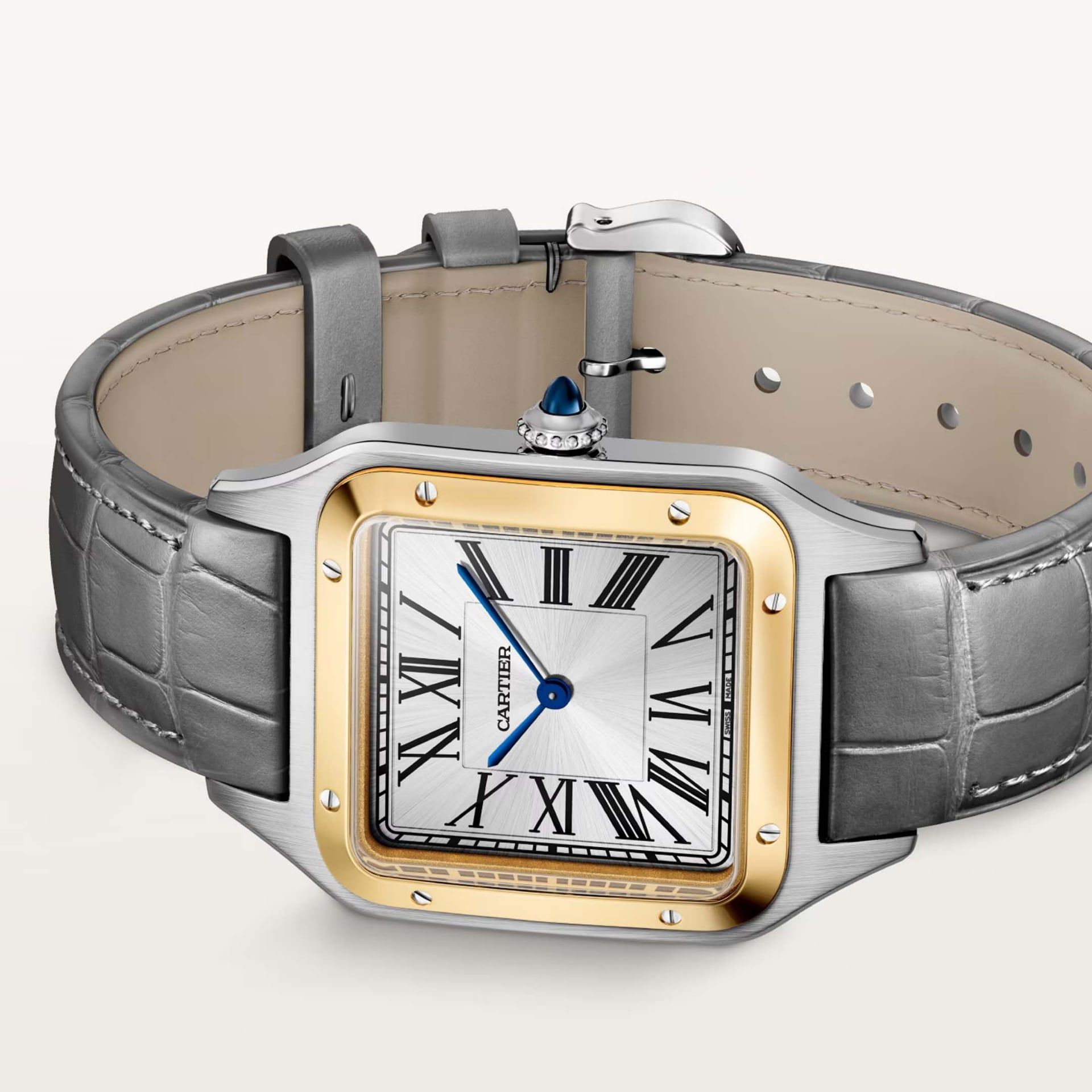 CARTIER Santos-Dumont Modello Grande, Acciaio e Oro Giallo, Pelle 43,5 X 31,4 MM W2SA0046