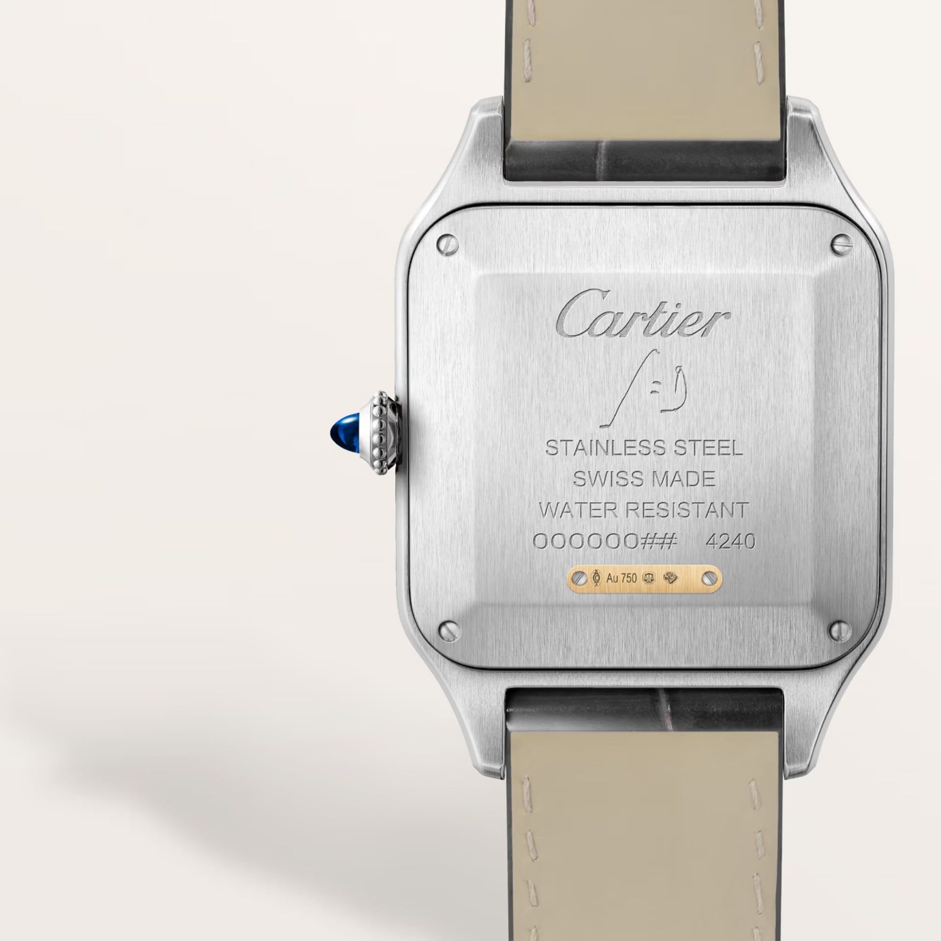 CARTIER Santos-Dumont Modello Grande, Acciaio e Oro Giallo, Pelle 43,5 X 31,4 MM W2SA0046