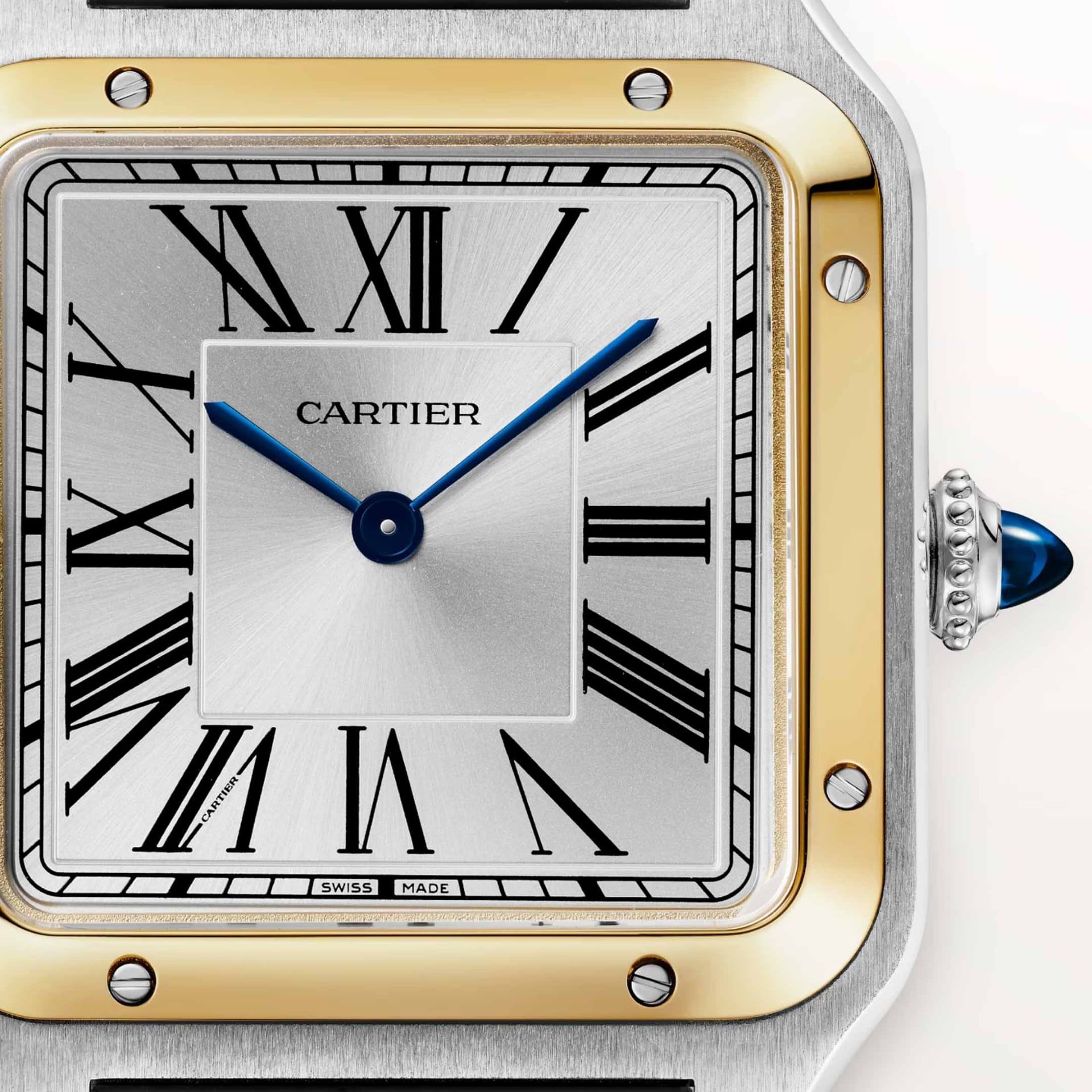 CARTIER Santos-Dumont Modello Grande, Acciaio e Oro Giallo, Pelle 43,5 X 31,4 MM W2SA0046