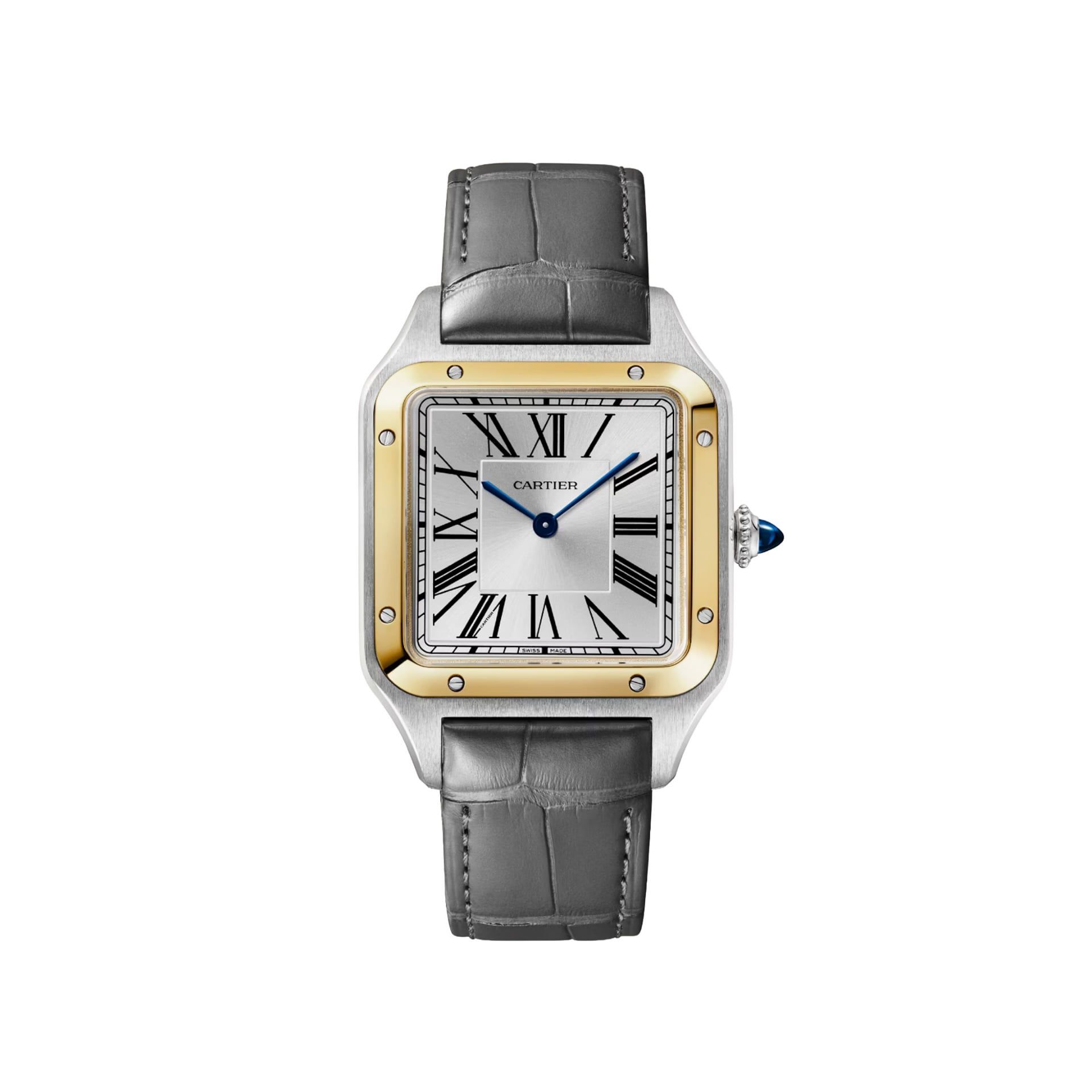 CARTIER Santos-Dumont Modello Grande, Acciaio e Oro Giallo, Pelle 43,5 X 31,4 MM W2SA0046