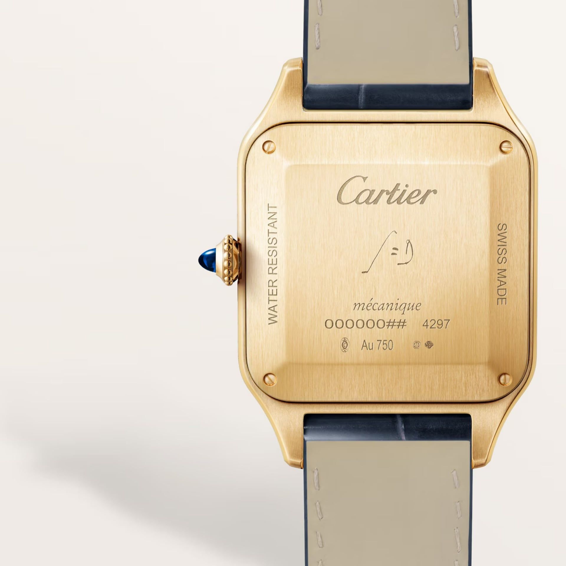 CARTIER Santos-Dumont Modello Grande, Oro Giallo, Pelle 43,5 X 31,4 MM WGSA0139