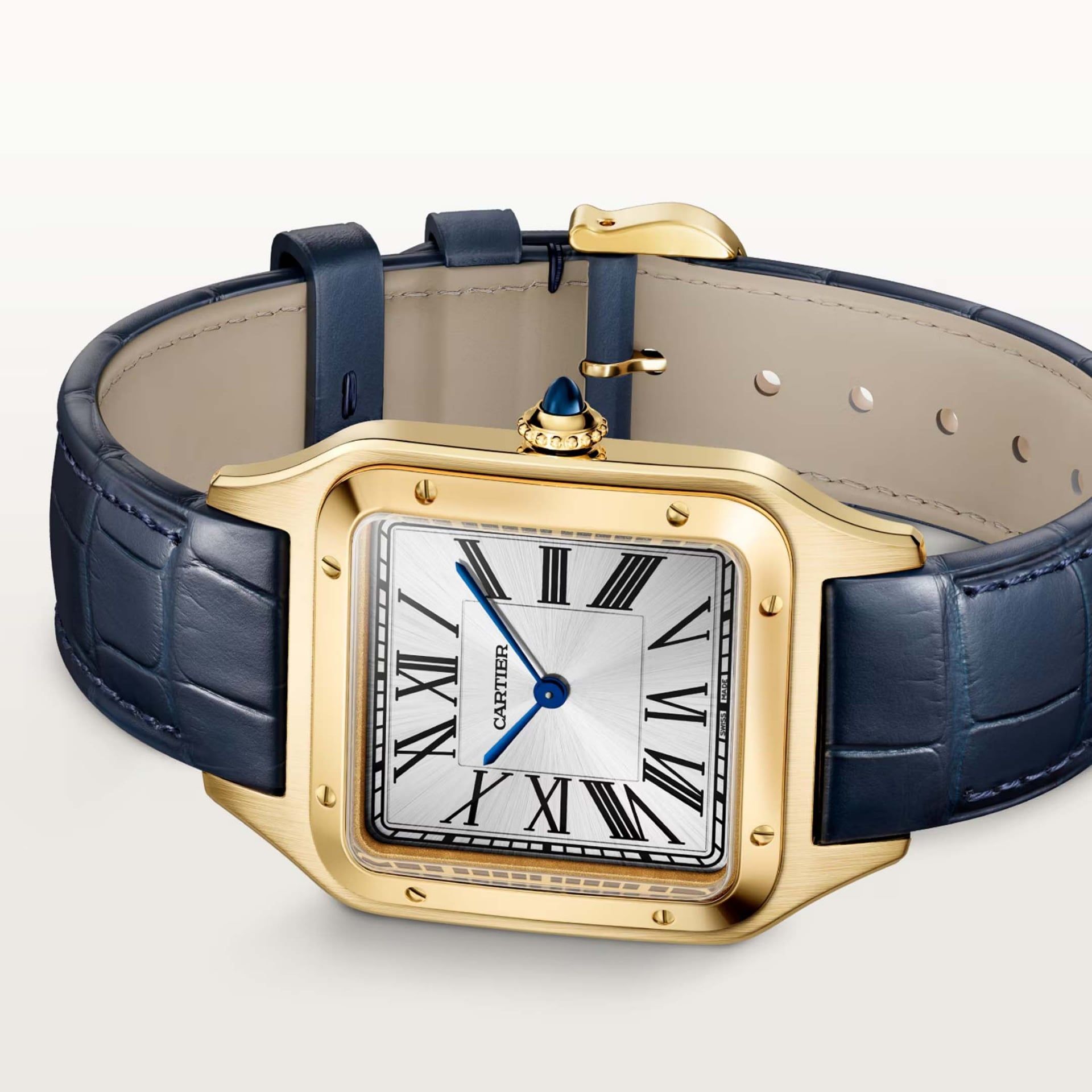 CARTIER Santos-Dumont Modello Grande, Oro Giallo, Pelle 43,5 X 31,4 MM WGSA0139