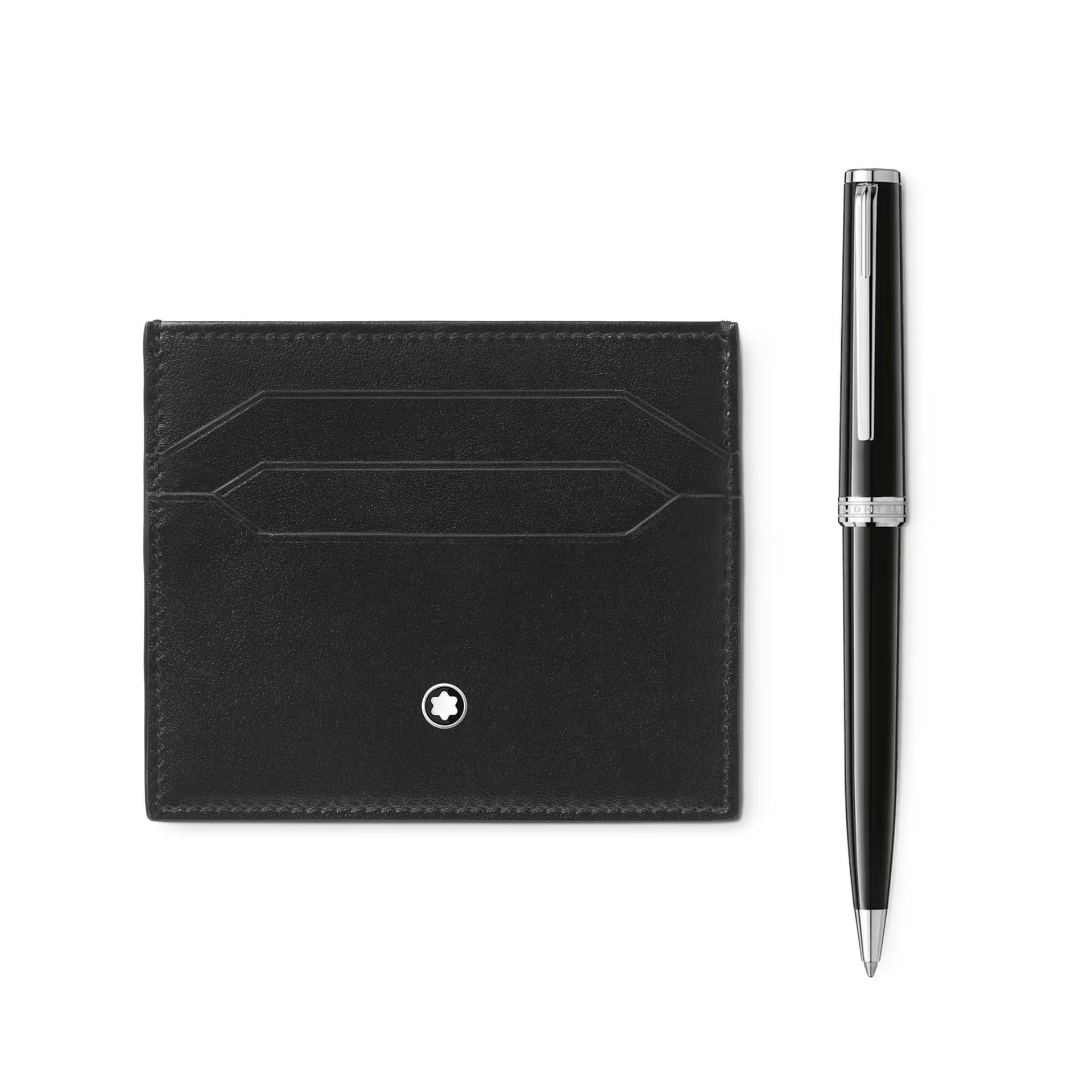 Montblanc Set PIX Penna a Sfera e Portacarte in Pelle Nera  137793