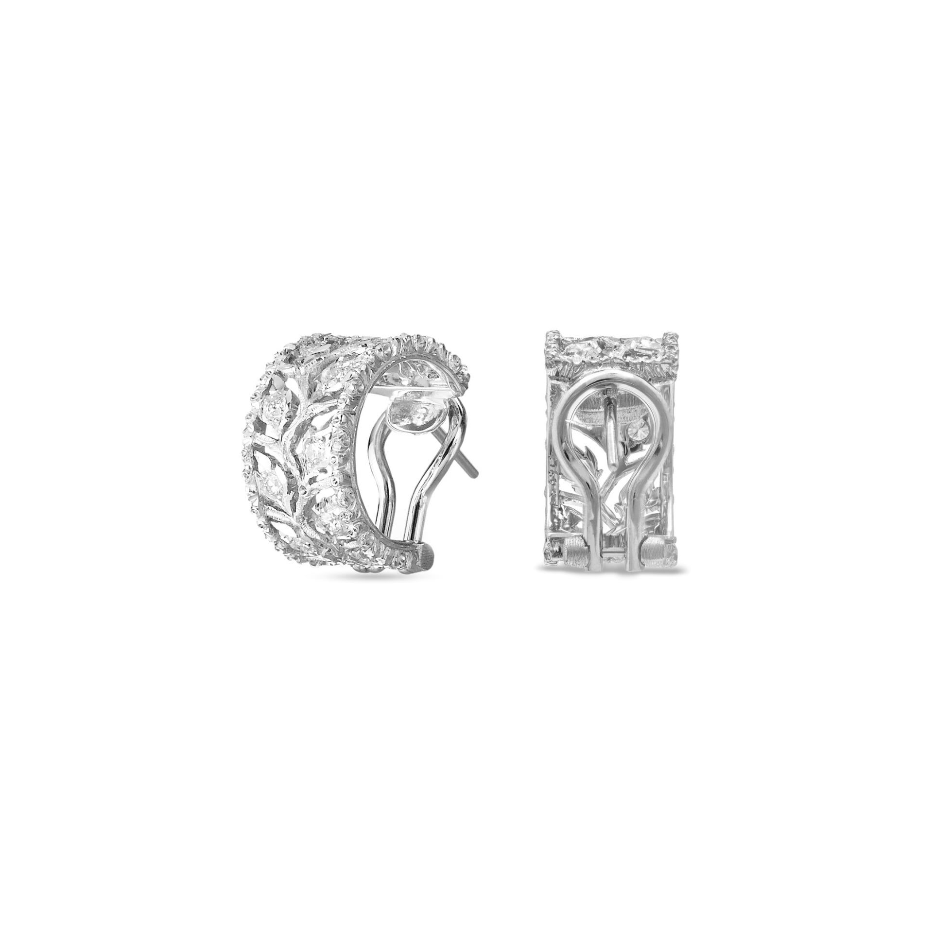 Buccellati Orecchini Ramage in Oro Bianco con Diamanti  JAUEAR007370