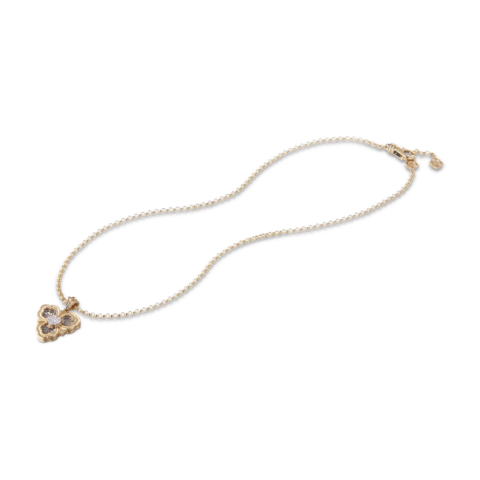 Buccellati Pendente a Cuore Opera Tulle in Oro Giallo e Bianco con Diamanti  JAUPEN022829
