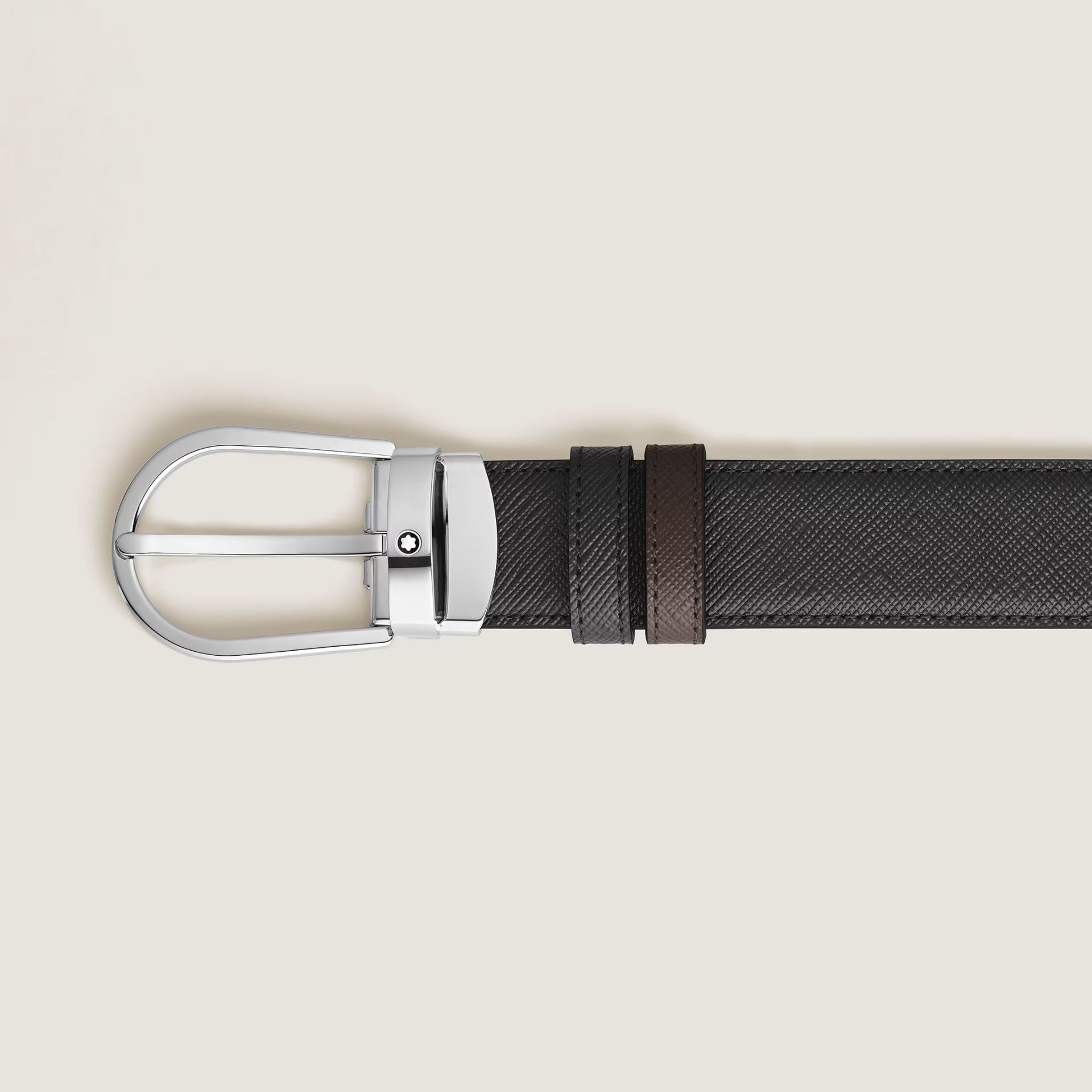 Montblanc Cintura Reversibile 30 mm a Ferro di Cavallo in Pelle Sartorial Nero/Ebano  222139