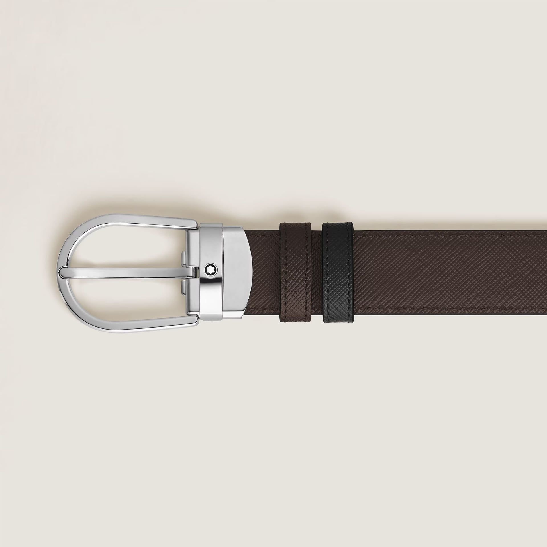 Montblanc Cintura Reversibile 30 mm a Ferro di Cavallo in Pelle Sartorial Nero/Ebano  222139