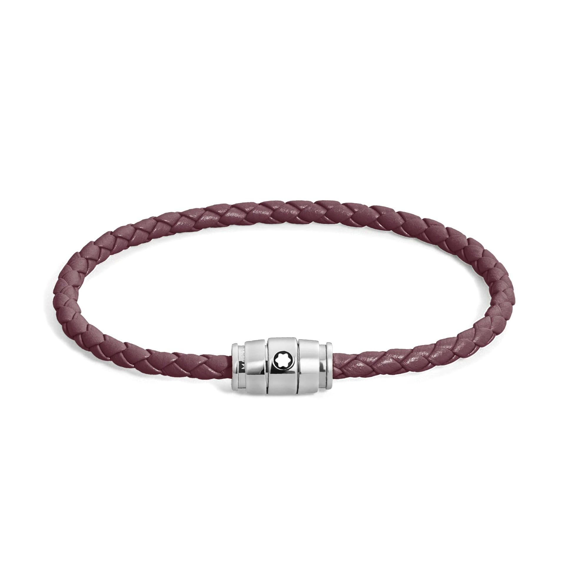 Montblanc Bracciale in Acciaio a 3 Anelli Meisterstück in Pelle Cassis  13431360