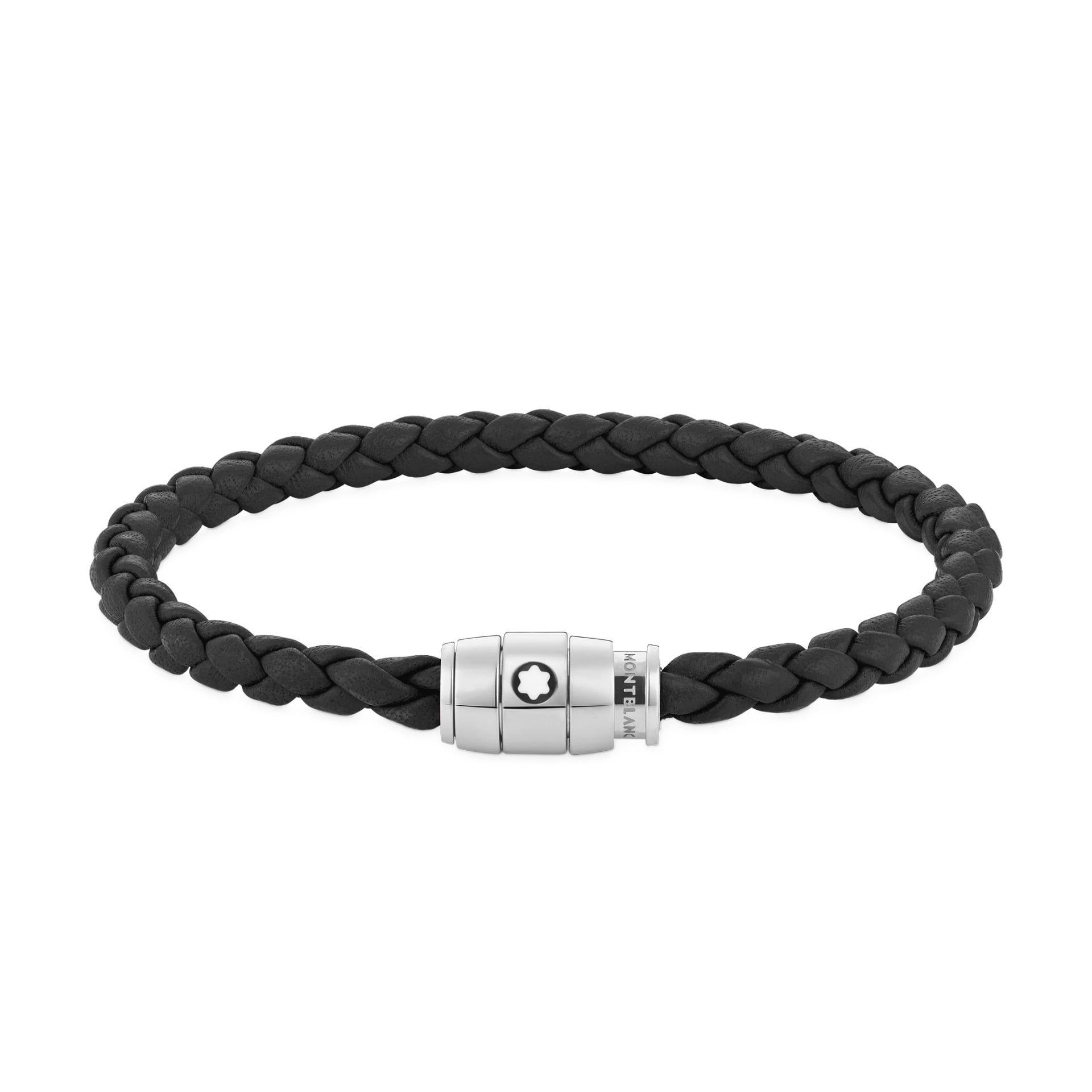 Montblanc Bracciale Con Chiusura a 3 Anelli in Pelle Soft Nero  130896