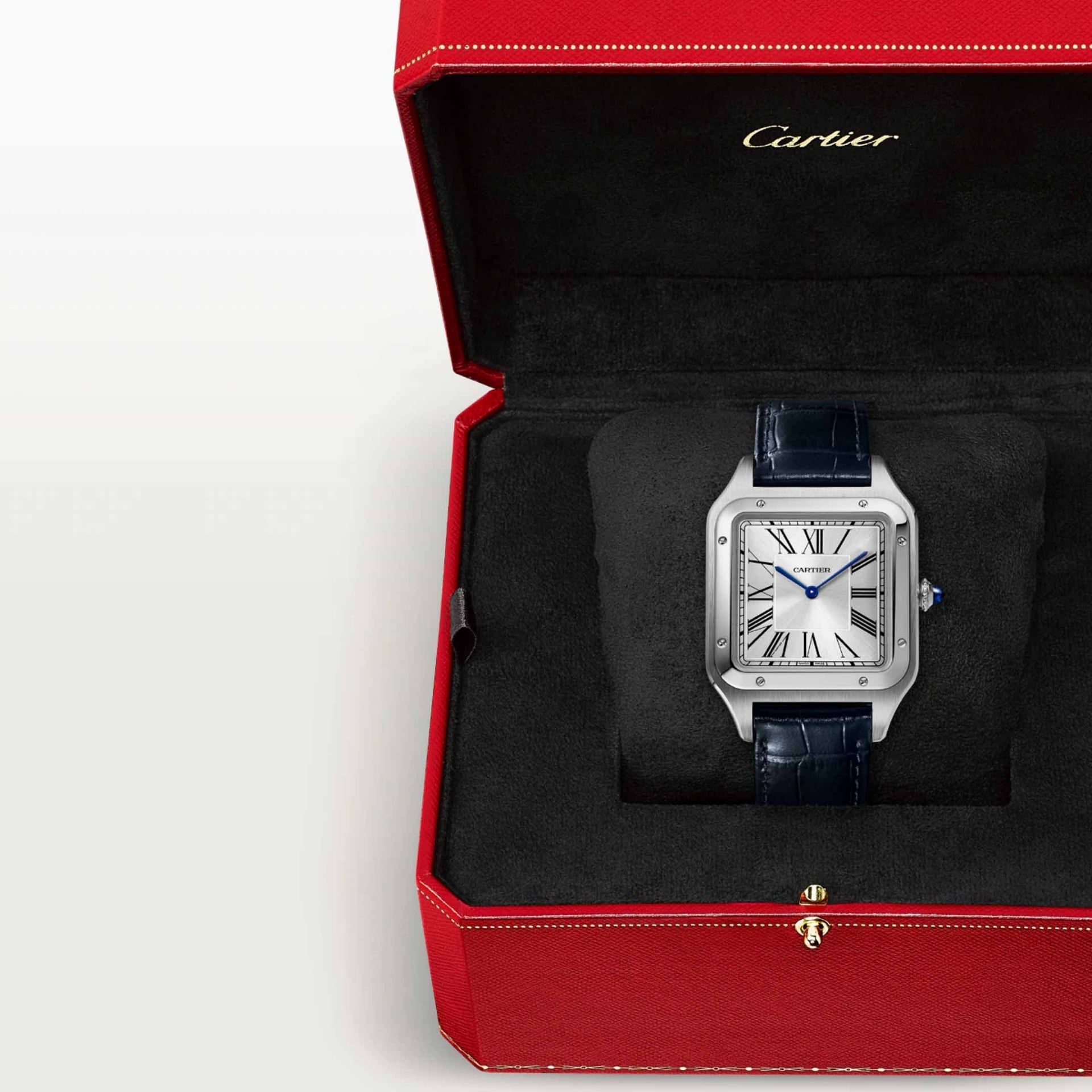 CARTIER Santos-Dumont Modello XL, Acciaio, Pelle 46.6 x 33.9 MM WSSA0032