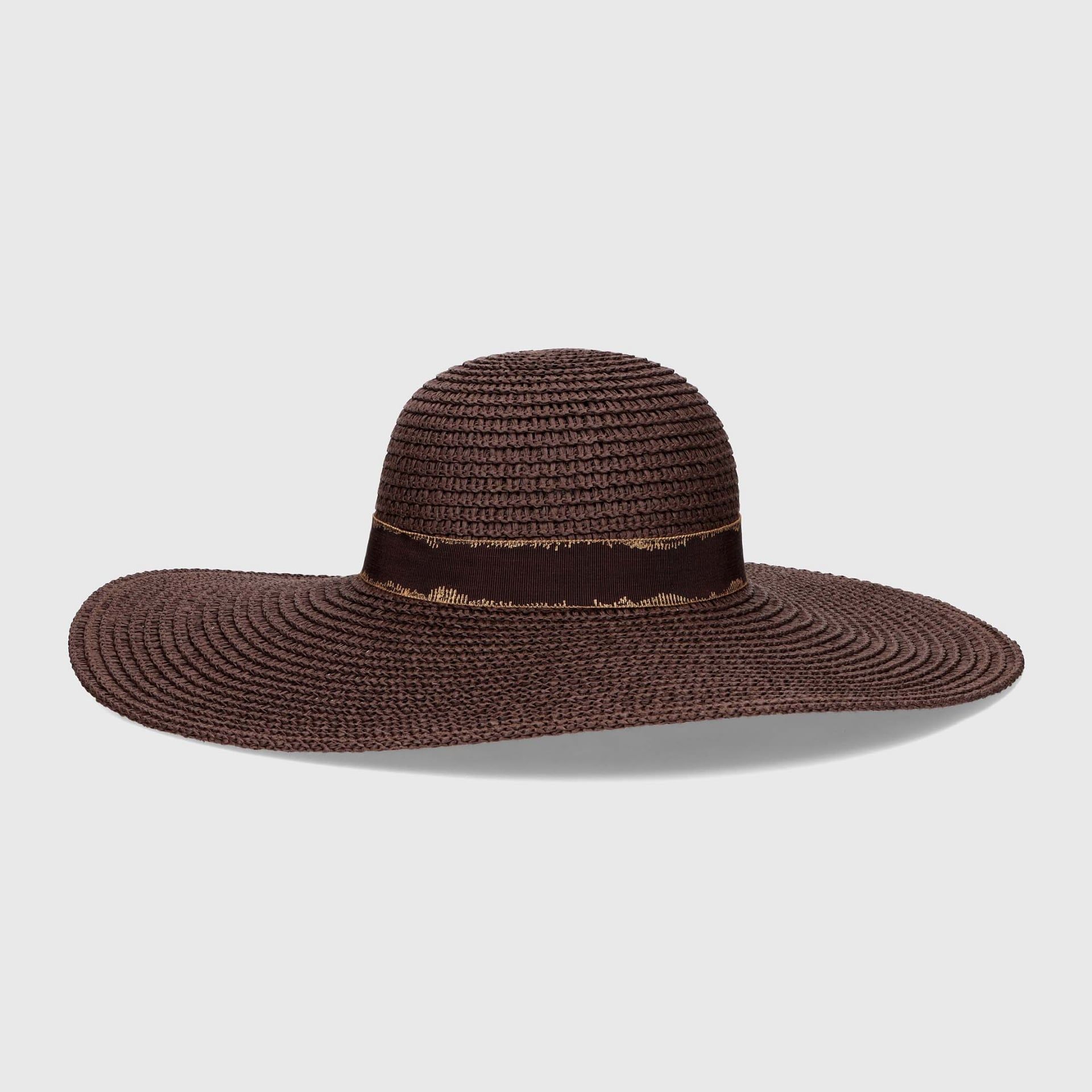 Borsalino Cappello Marlene Papier Tesa Larga Marrone  230049-12C9