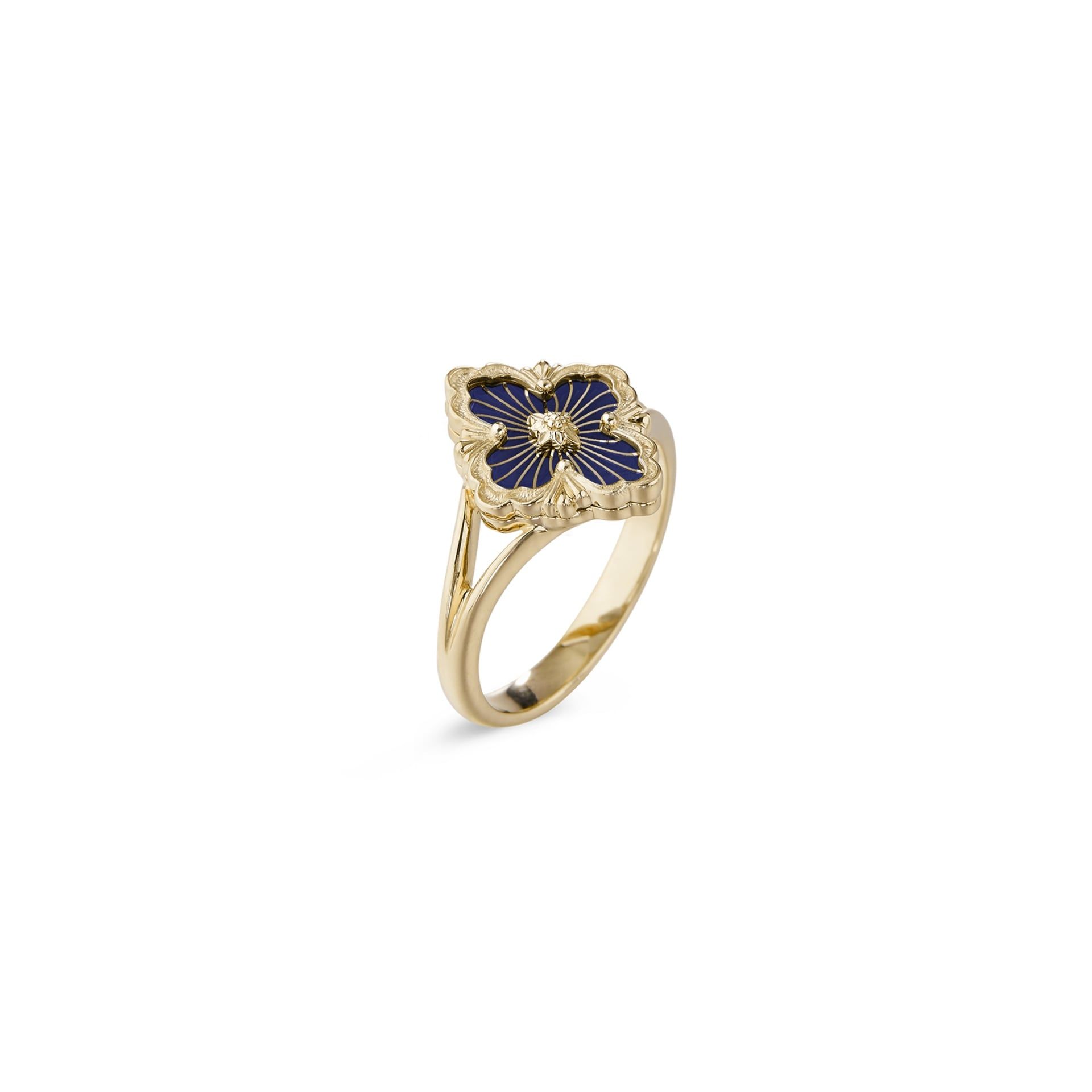 Buccellati Anello Opera Tulle Enamel in Oro Giallo e Smalto Blu  JAURIN017987