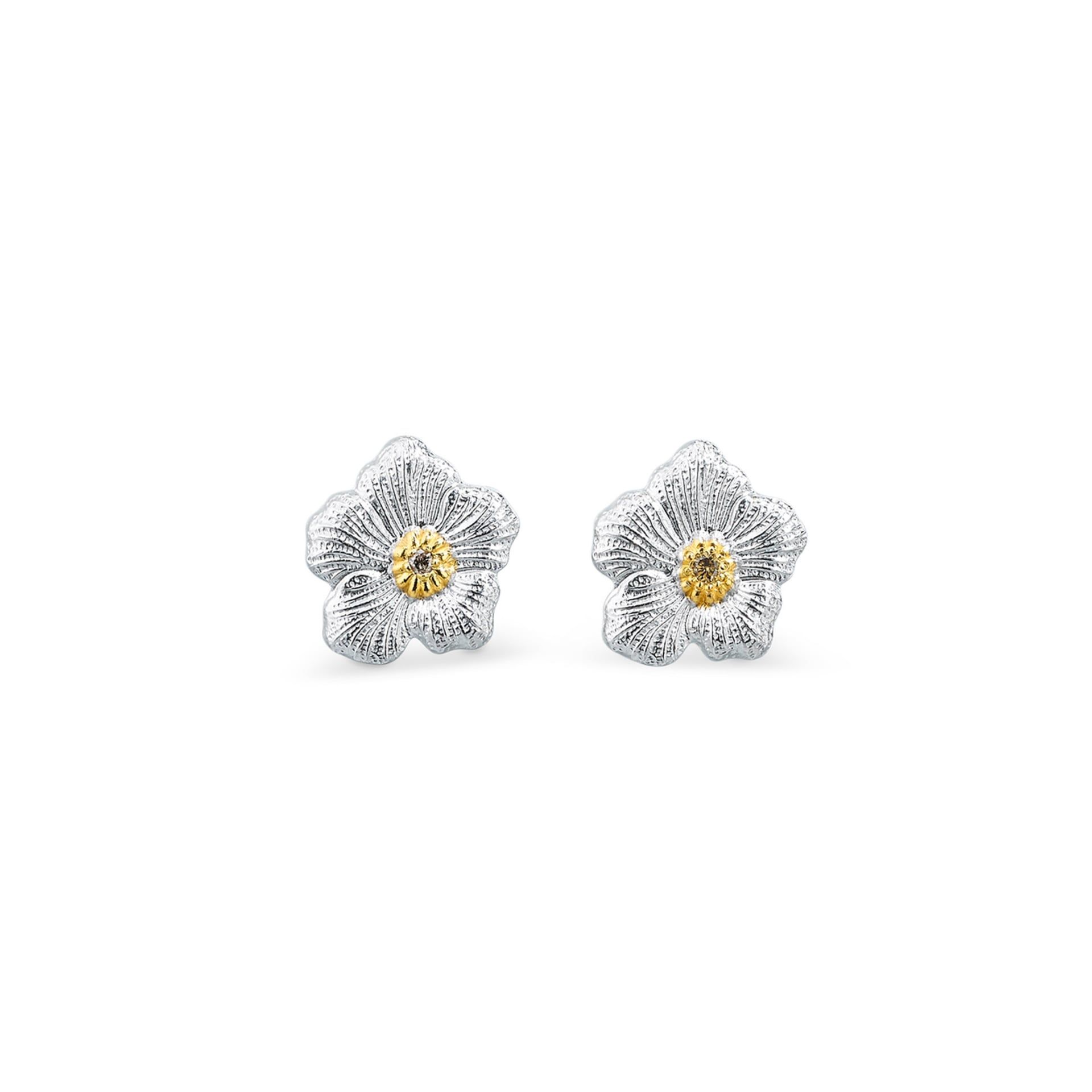 Buccellati Orecchini a Bottone Blossoms Diamonds in Argento e Vermeil con Diamanti Fancy Brown  JAGEAR023552