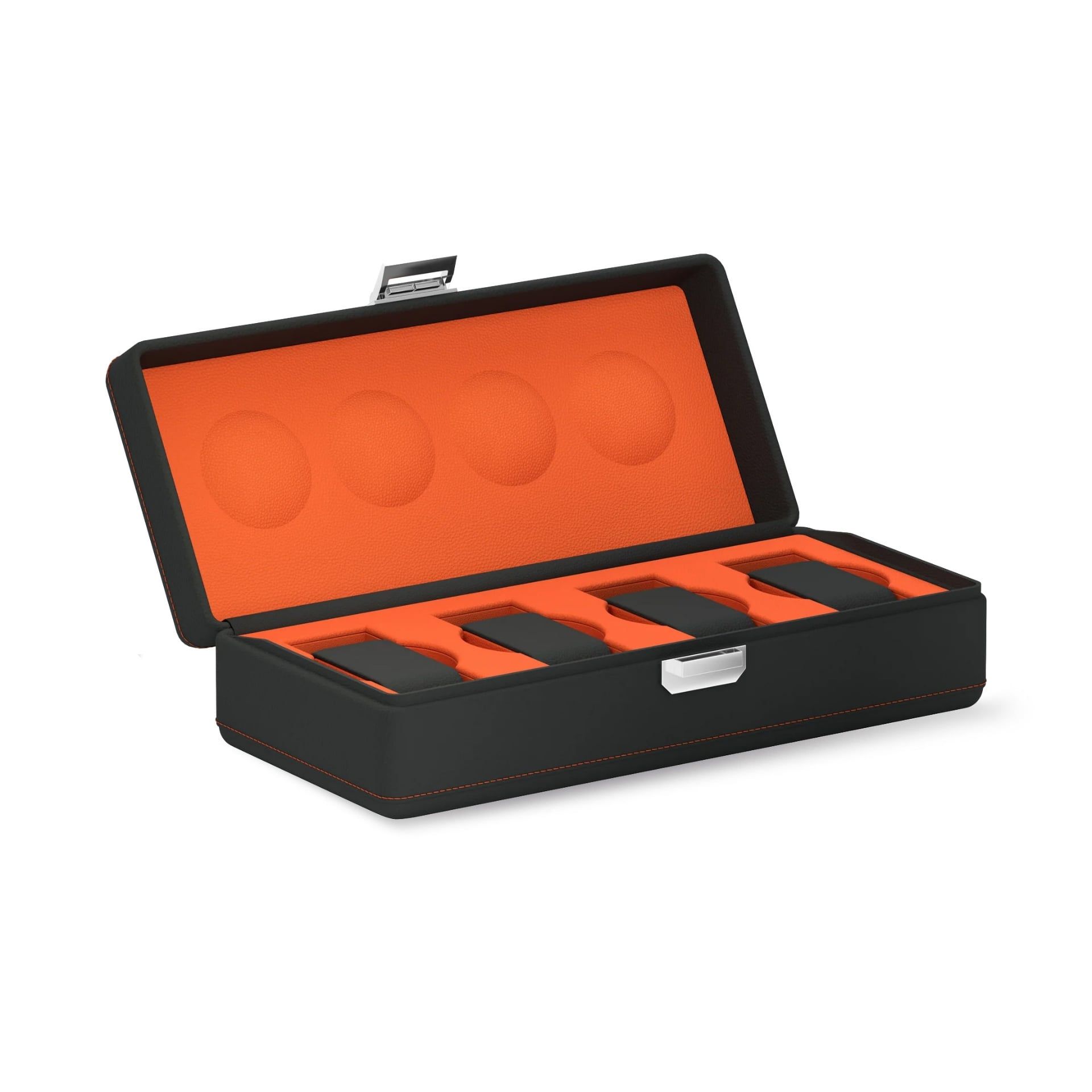 Scatola Del Tempo Valigetta 4 Posti Pelle Grana Dollaro Grigio Ardesia/Arancio  VALIGETTA4
