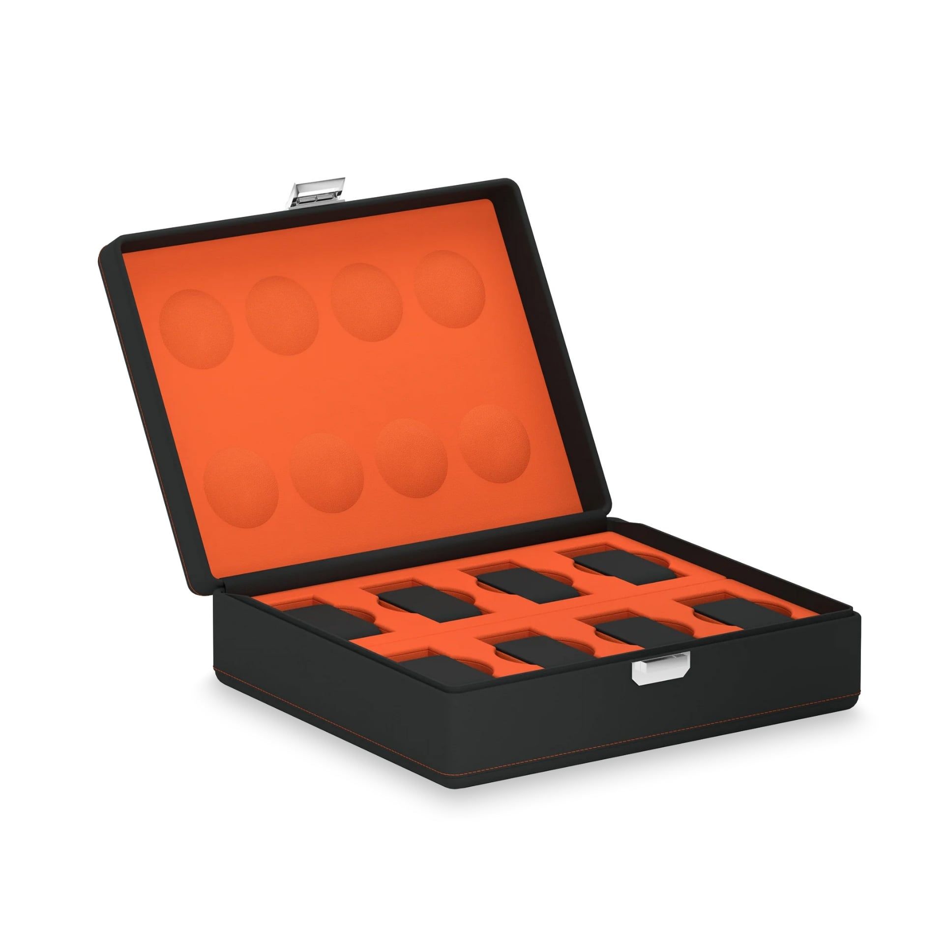 Scatola Del Tempo Valigetta 8 Posti Pelle Grana Dollaro Grigio Ardesia/Arancio  VALIGETTA8