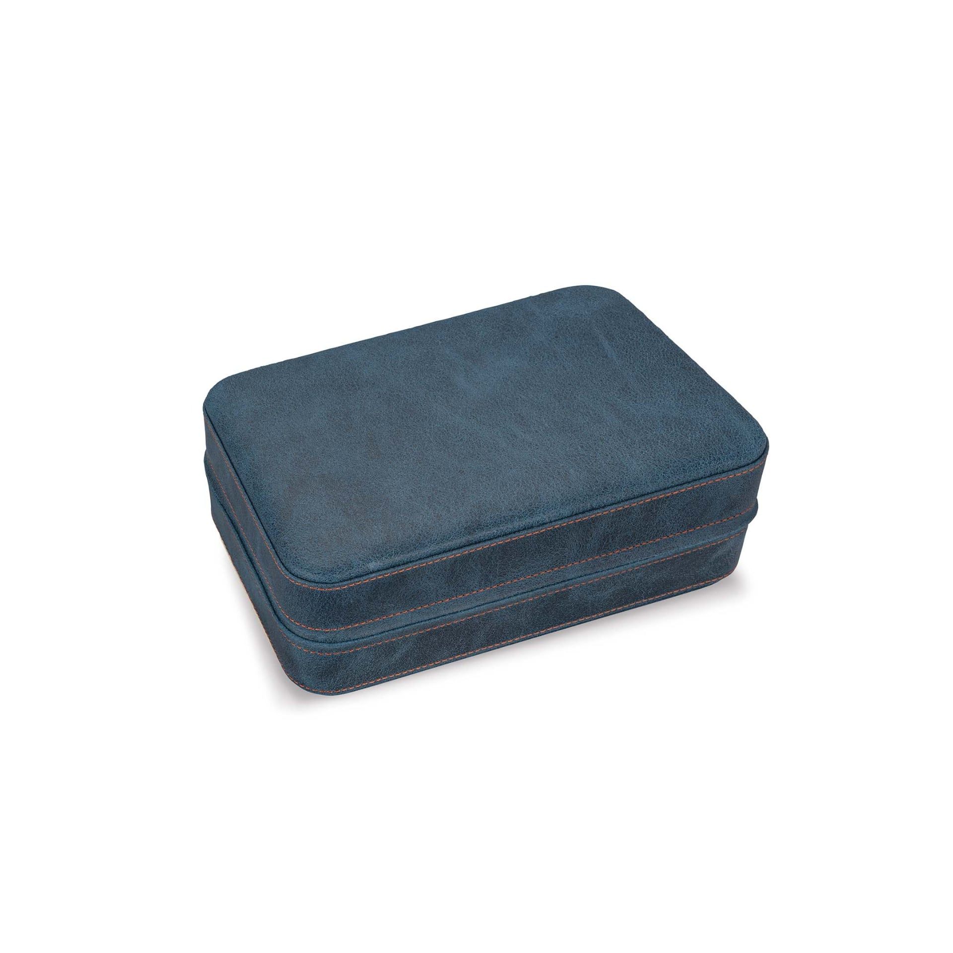 Scatola Del Tempo Portaorologi Da Viaggio 6 Posti Pelle Vintage Blu Int. Grigio Edizione Astrua  VIAGGIO6