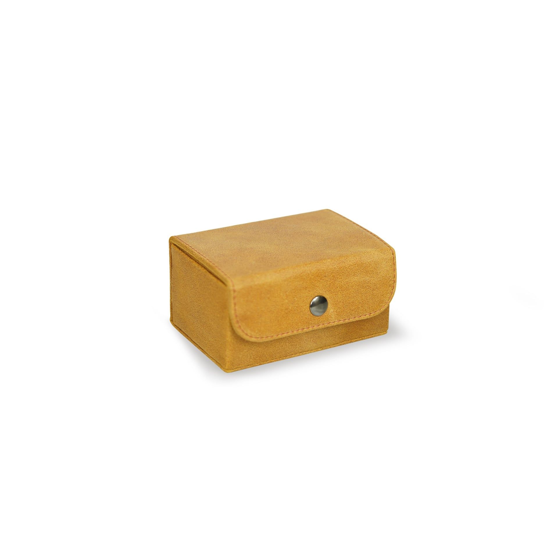 Scatola Del Tempo Portaorologi Da Viaggio 1 Posto Pelle Vintage Giallo Ocra Edizione Astrua  VIAGGIO1