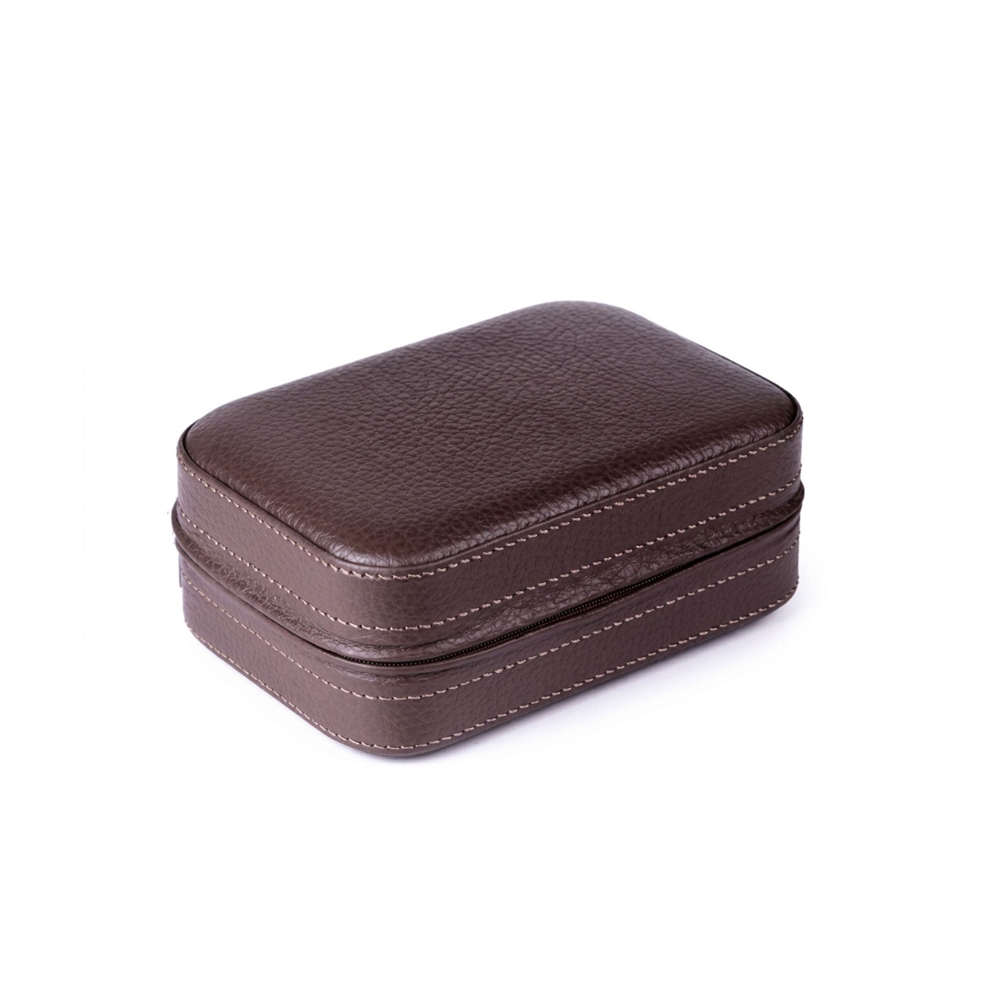 Scatola Del Tempo Portagioie Pelle Grana Dollaro Nocciola  TROUSSE