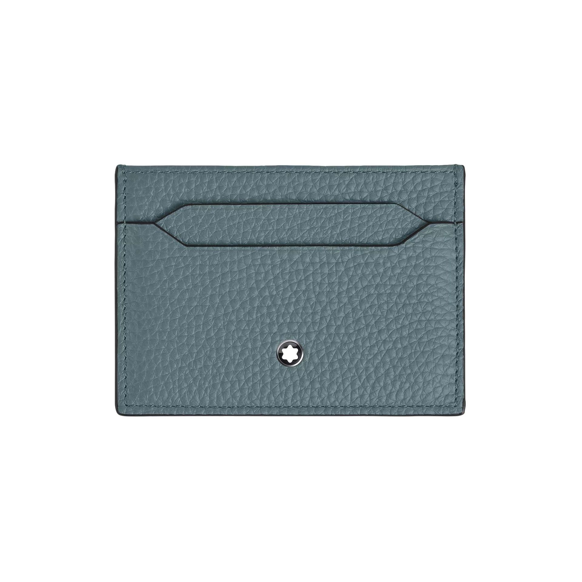 Montblanc Portacarte 5 Tasche in Pelle con Grana Blu Ghiaccio  223033