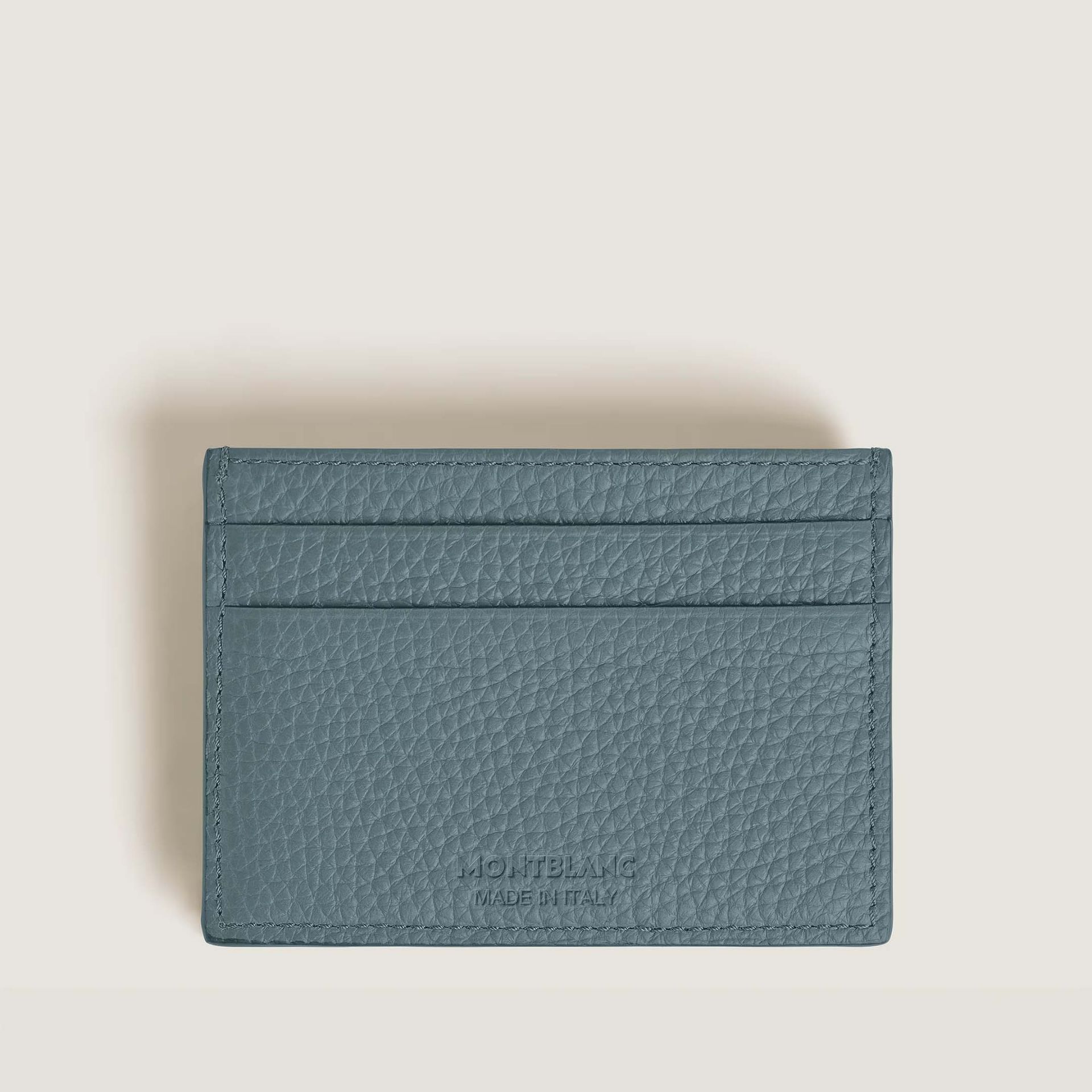 Montblanc Portacarte 5 Tasche in Pelle con Grana Blu Ghiaccio  223033