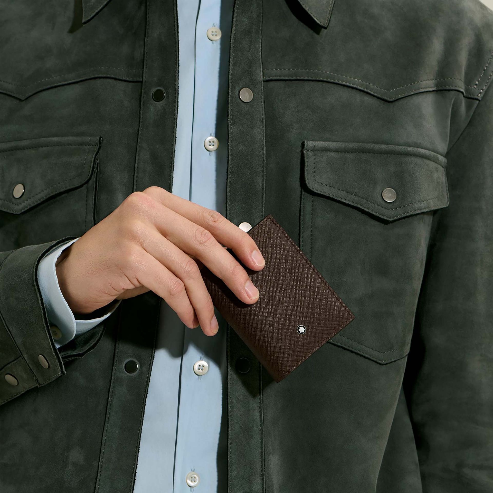Montblanc Portafoglio Mini 4 Tasche in Pelle Sartorial Ebano  222989