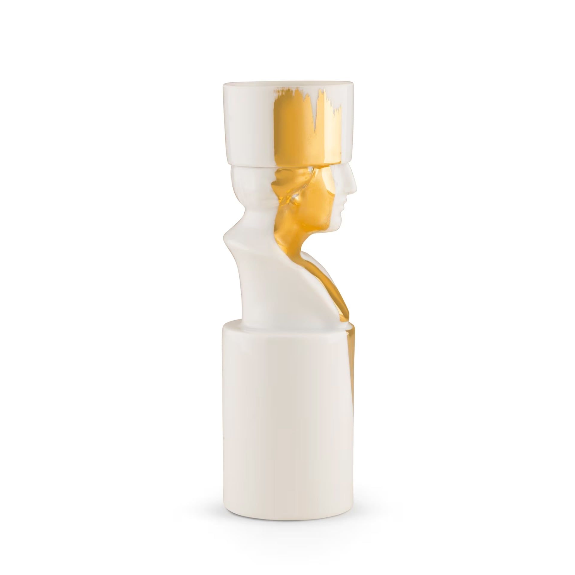 GINORI 1735 Portacandela LCDC Il Letterato White-Gold H 22.8 Cm / Ø 7.1 CM 179RG00 FCO032LX0230G00132800 - GOLD