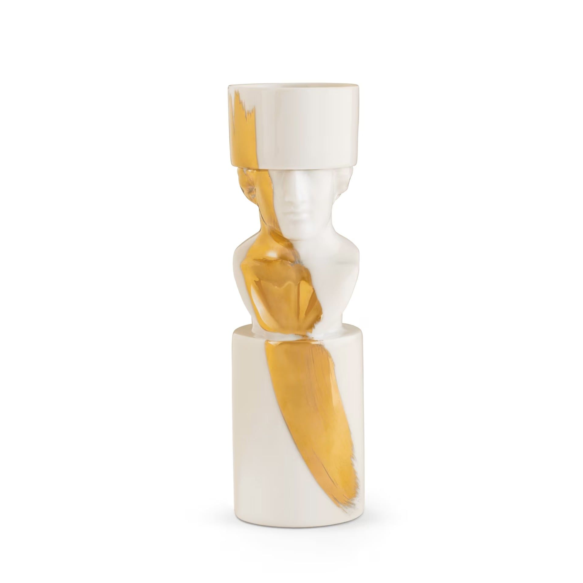 GINORI 1735 Portacandela LCDC Il Letterato White-Gold H 22.8 Cm / Ø 7.1 CM 179RG00 FCO032LX0230G00132800 - GOLD