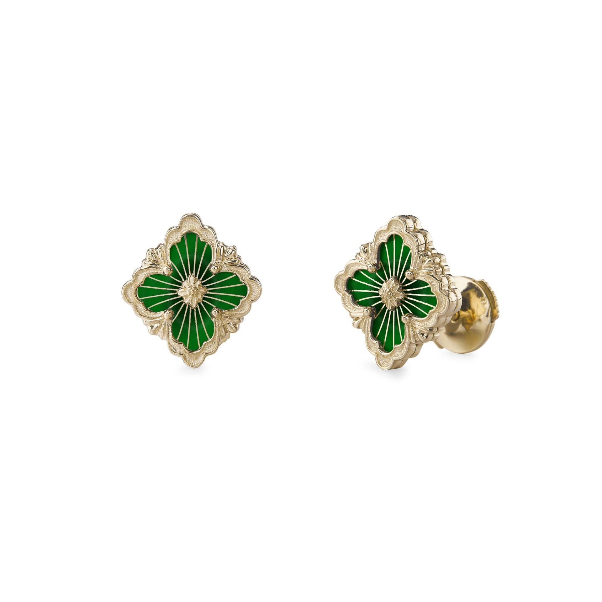Buccellati Orecchini Opera Tulle Enamel in Oro Giallo e Smalto Verde  JAUEAR017815