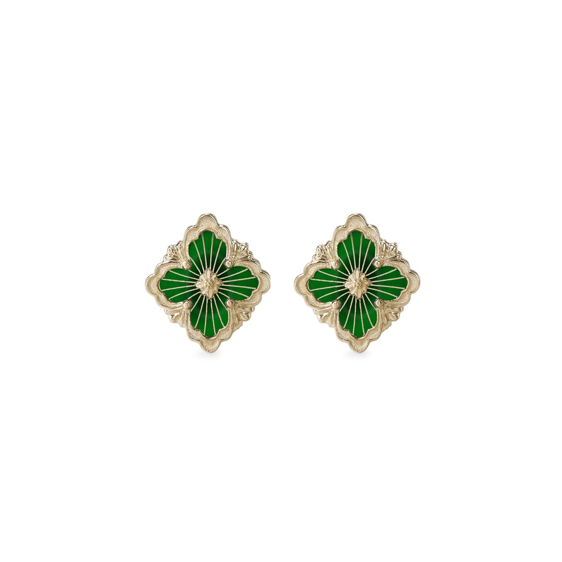 Buccellati Orecchini Opera Tulle Enamel in Oro Giallo e Smalto Verde  JAUEAR017815