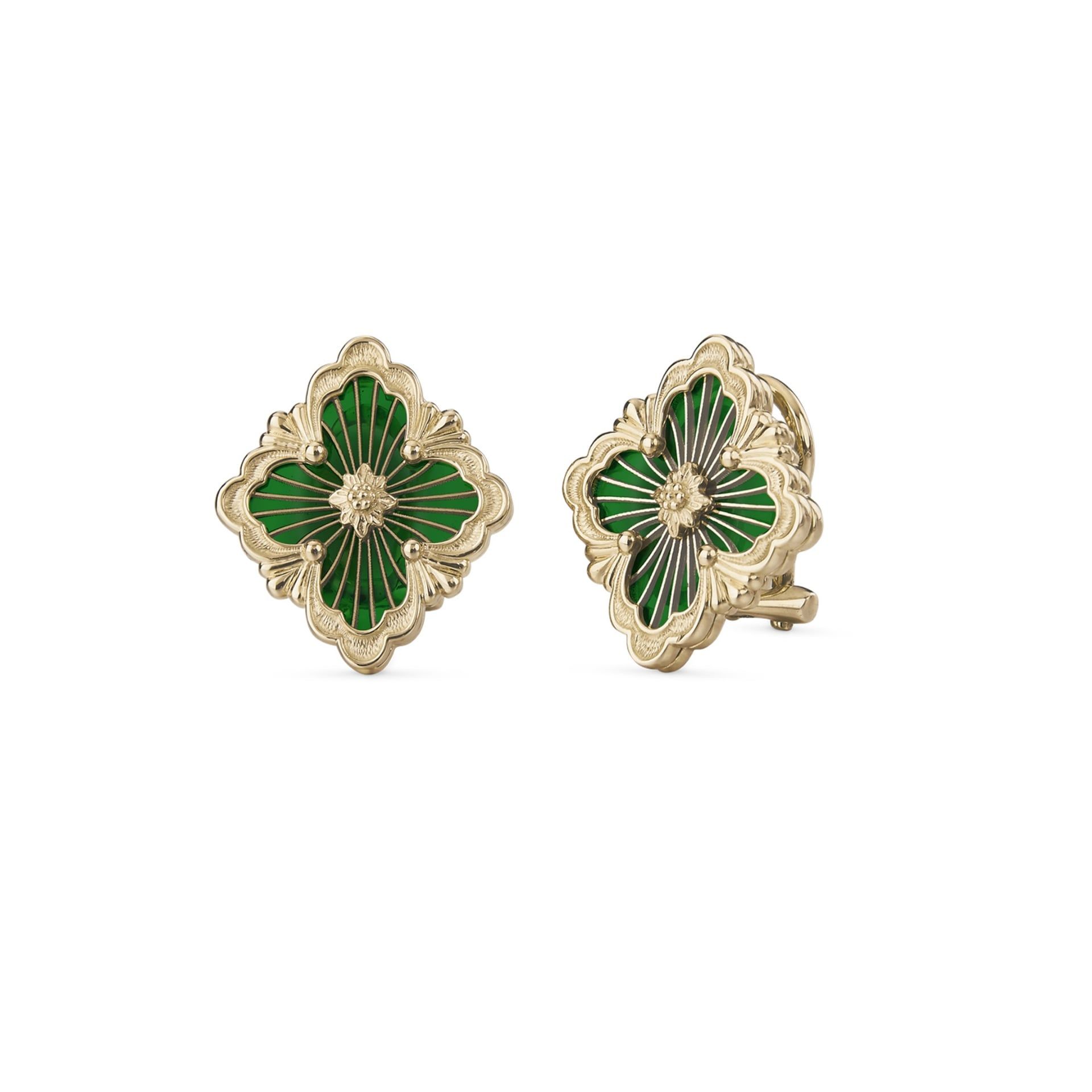 Buccellati Orecchini Opera Tulle Enamel in Oro Giallo e Smalto Verde  JAUEAR017814