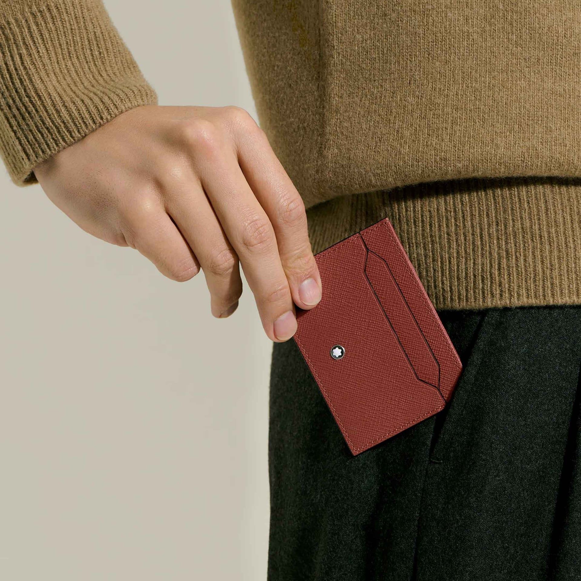 Montblanc Portacarte 5 Tasche in Pelle Sartorial Quercia Rossa  223027