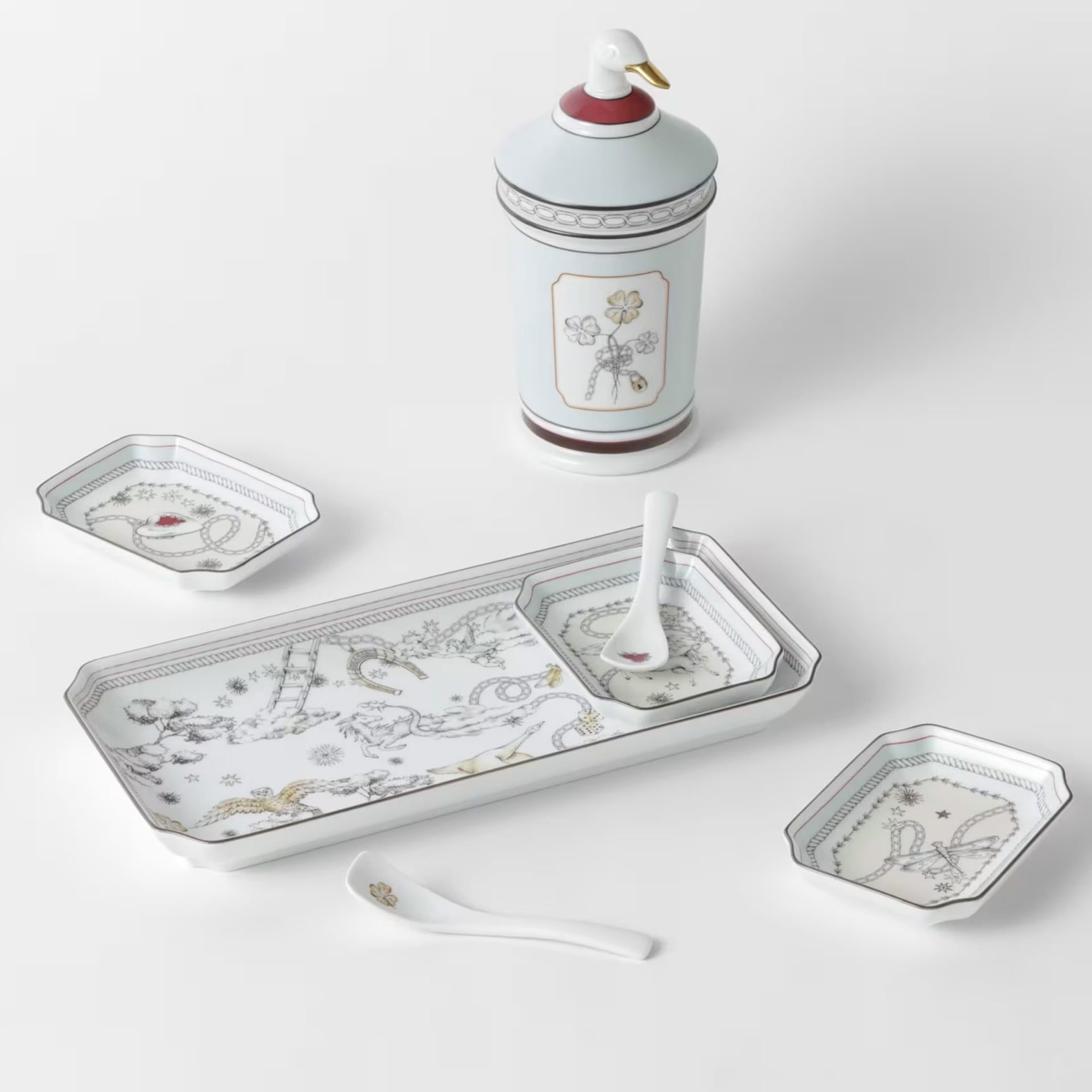 GINORI 1735 Vassoio Rettangolare Grande Fortunae Multidecoro H 15.7 CM - 32 CM 017RG00 FVS140LX32X1G00136900