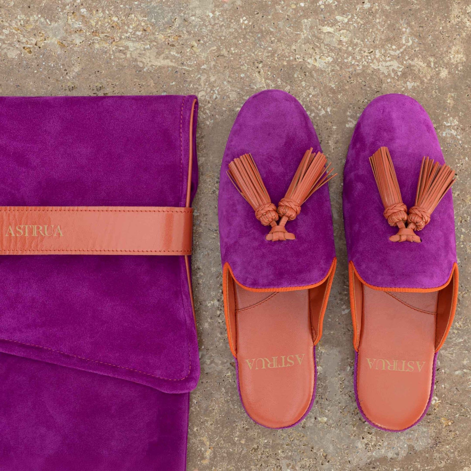 ASTRUA Creations Pantofola Slipper Aperta Babù Camoscio Ciclamino  33001