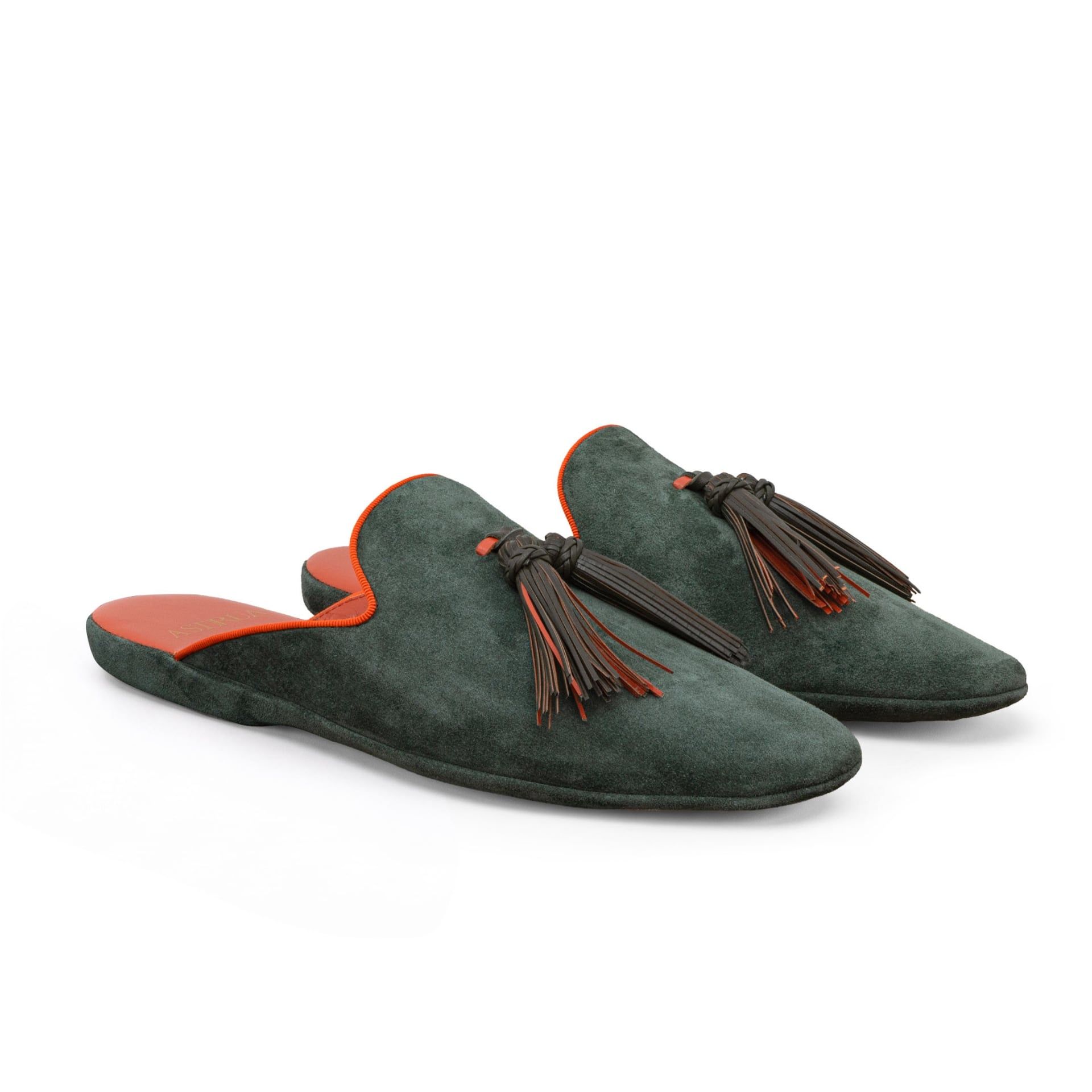 ASTRUA Creations Pantofola Slipper Aperta Babù Camoscio Foresta  32018