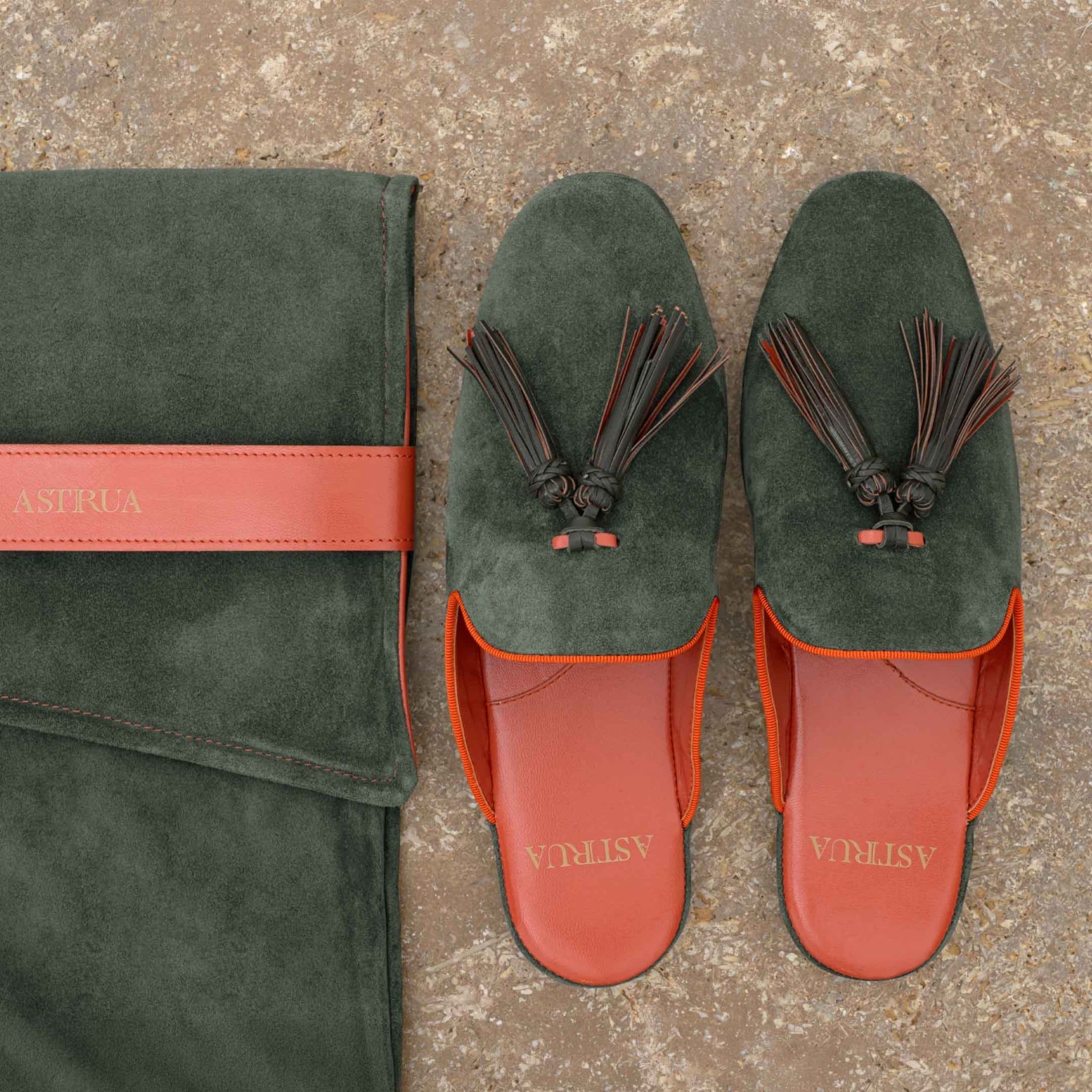 ASTRUA Creations Pantofola Slipper Aperta Babù Camoscio Foresta  32018