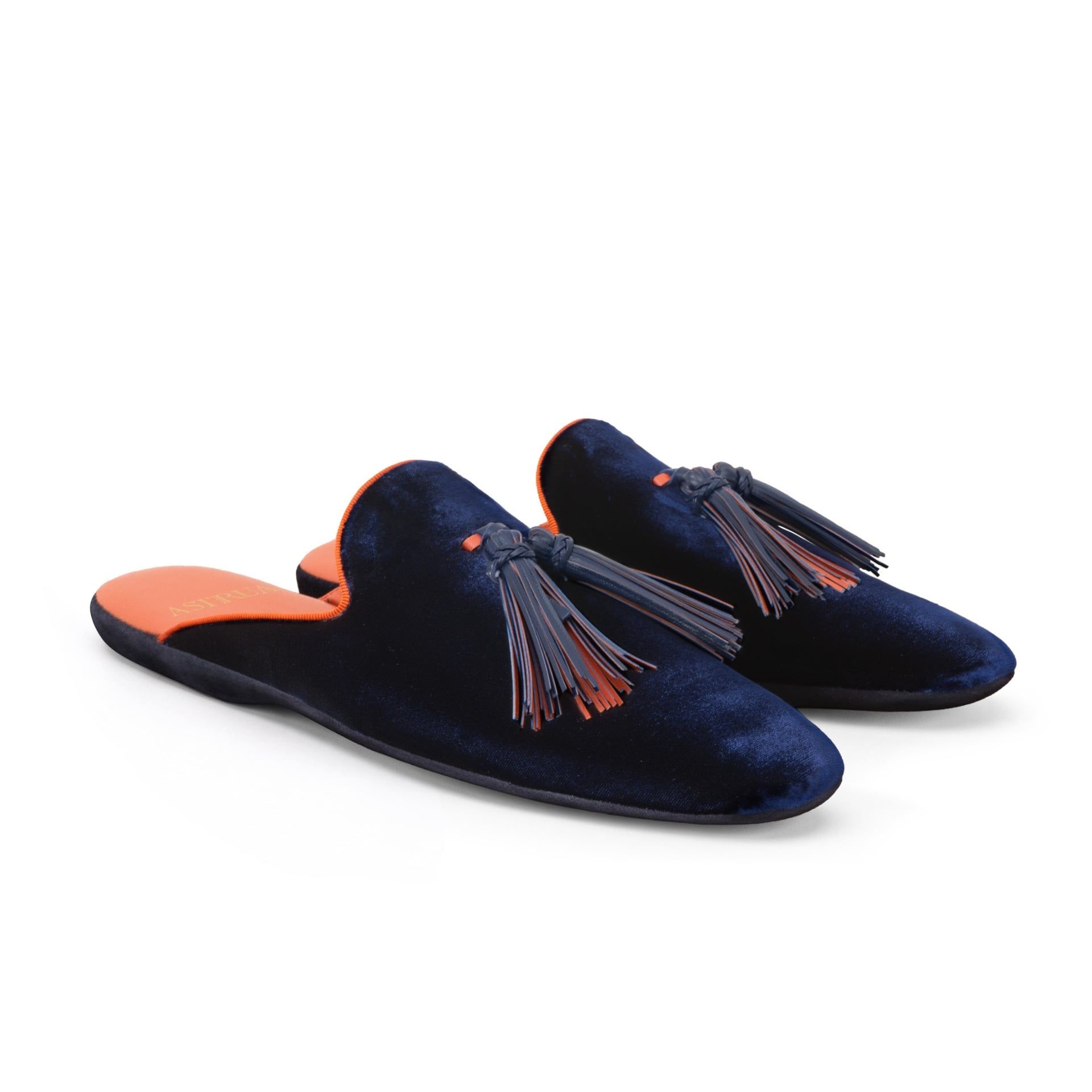 ASTRUA Creations Pantofola Slipper Aperta Babù Velluto Blu  32018