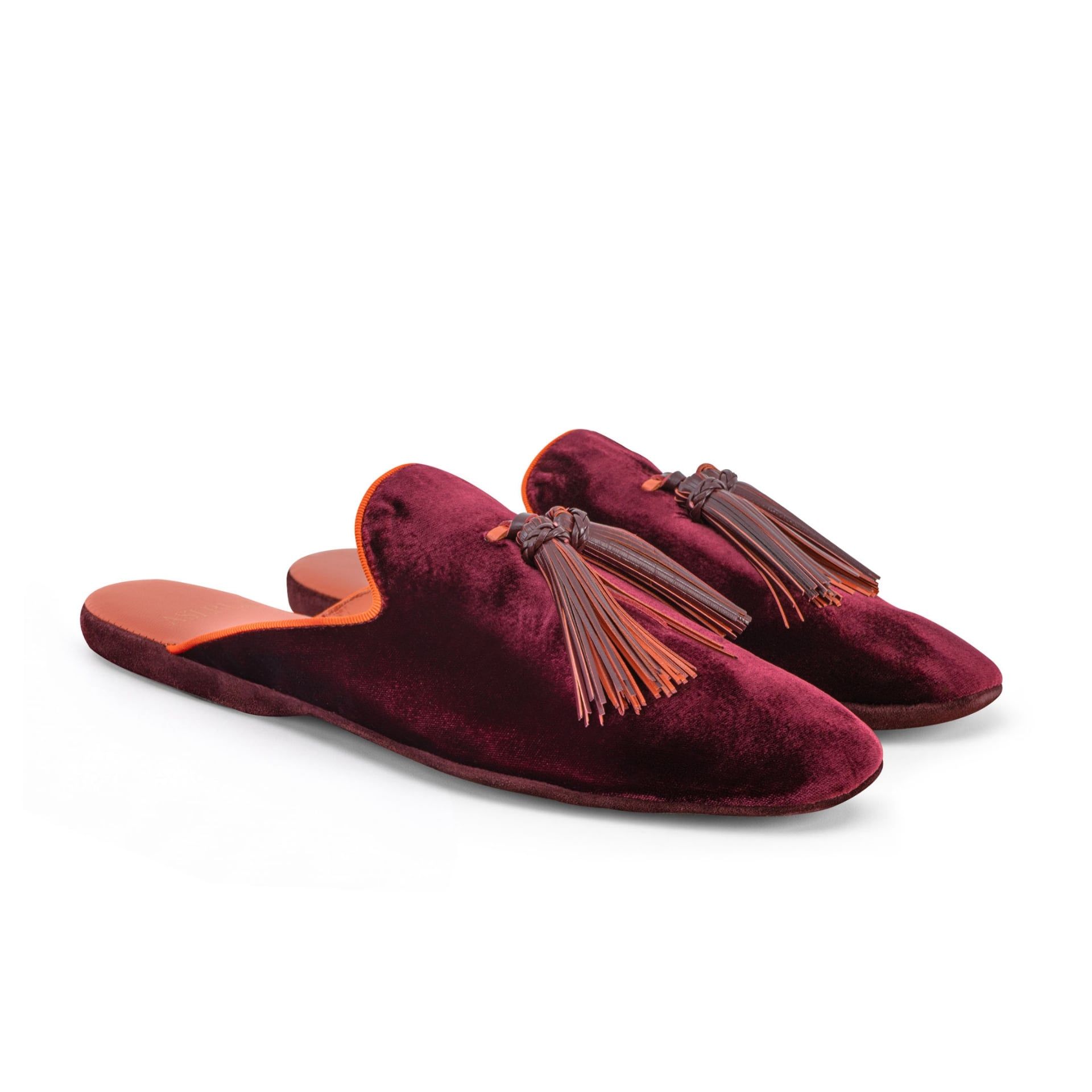 ASTRUA Creations Pantofola Slipper Aperta Babù Velluto Bordeaux  32018