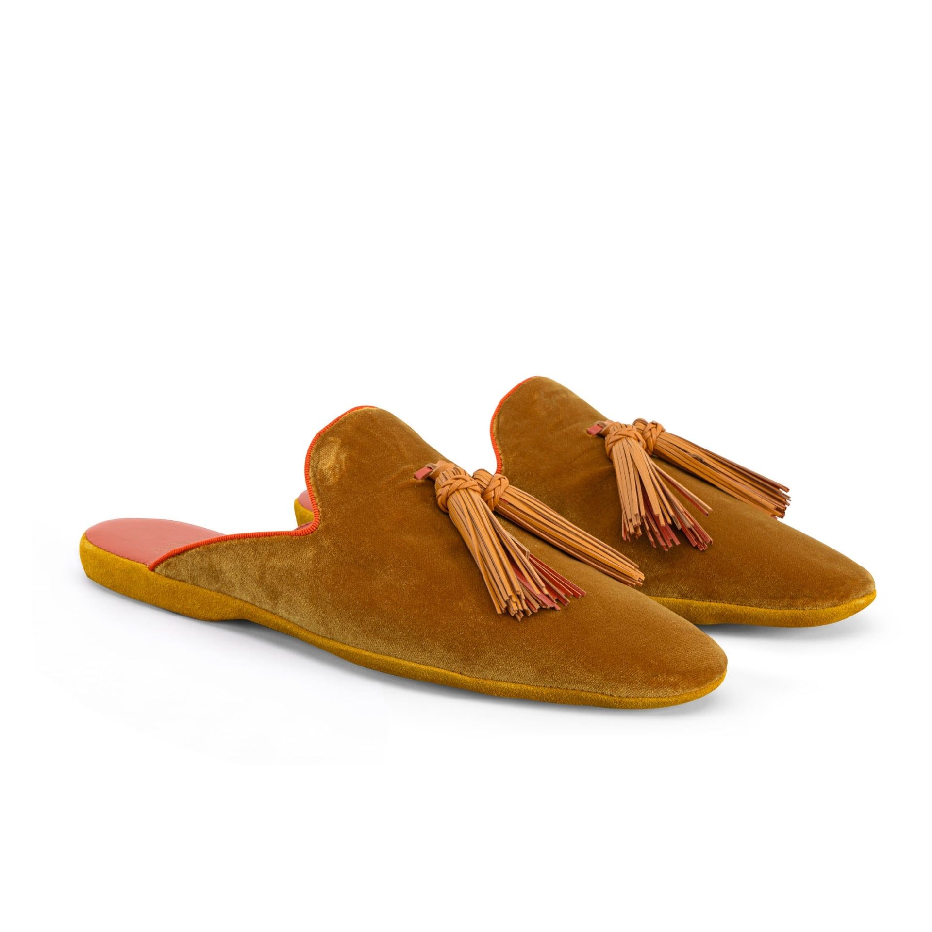 ASTRUA Creations Pantofola Slipper Aperta Babù Velluto Ocra  32018