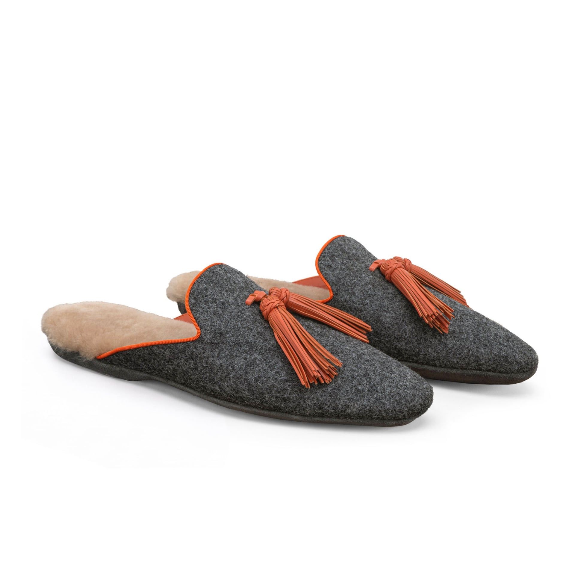ASTRUA Creations Pantofola Slipper Aperta Babù Lana Grigio  32018