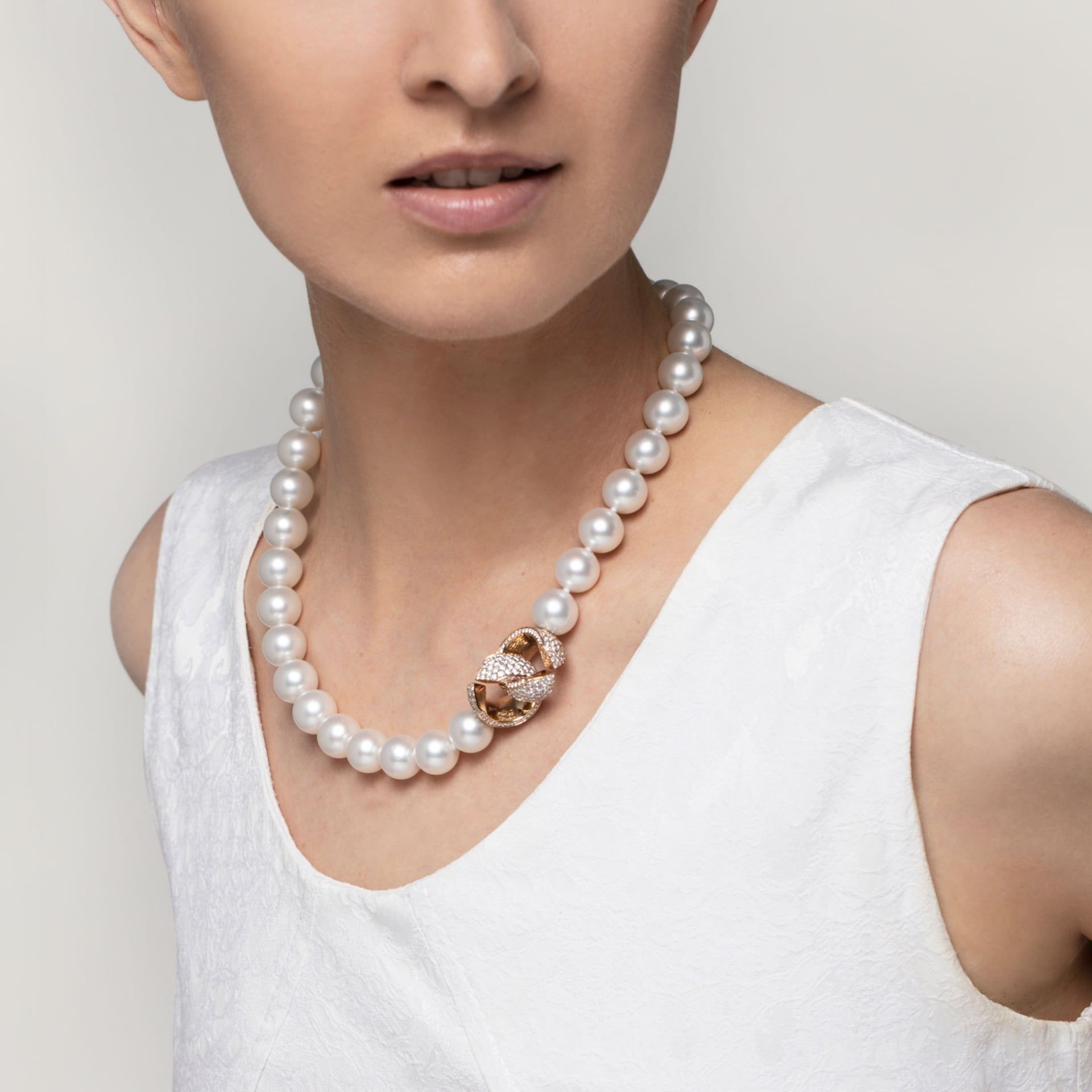 ASTRUA Collana Diva, Perle Australiane, Oro Rosa, Diamanti 1559DLPD.10