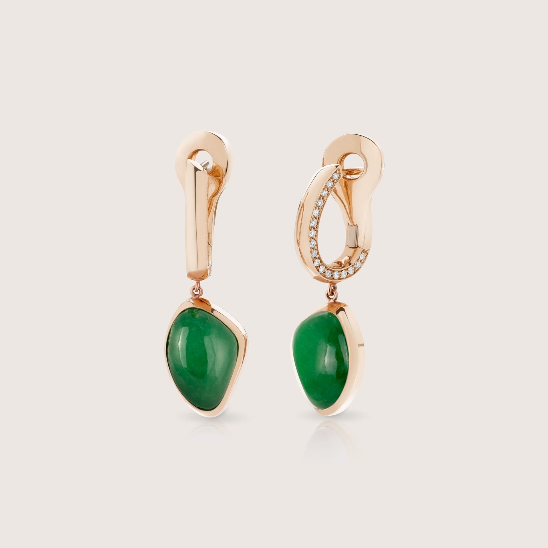 ASTRUA Orecchini Mykonos, Oro Rosa, Diamanti, Giada MI25DLGIVES.S