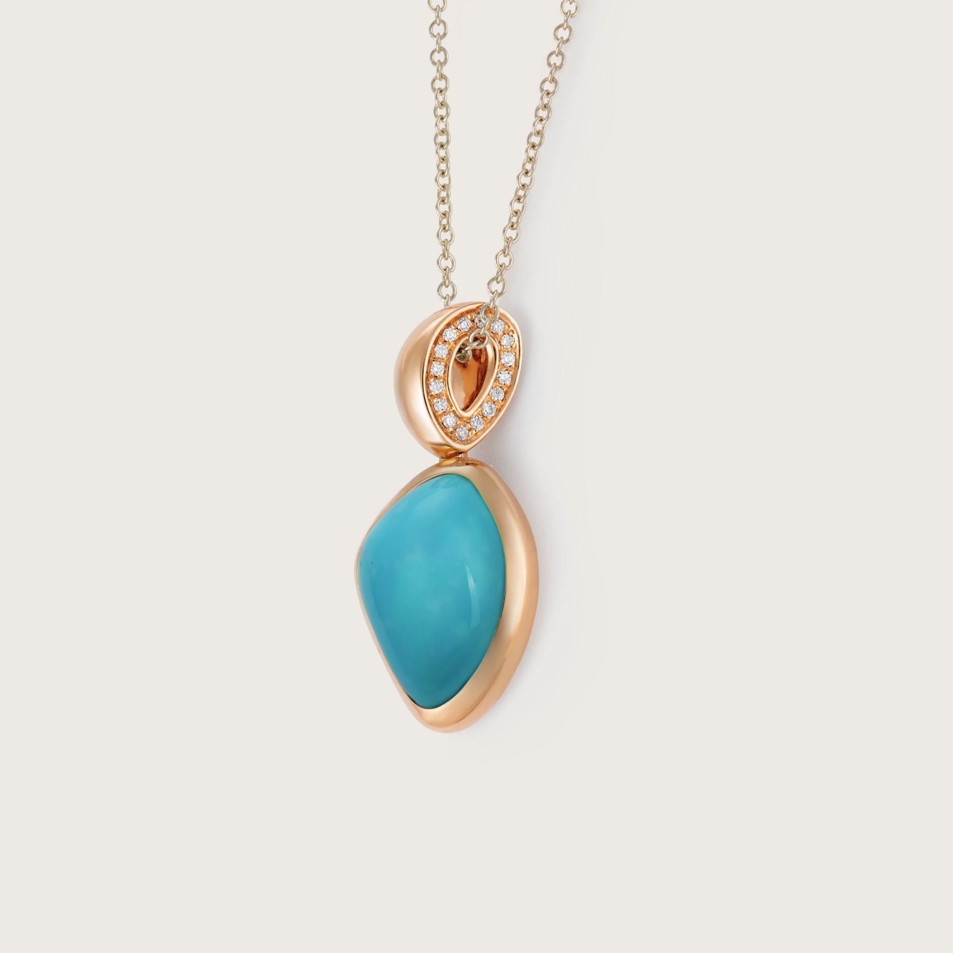 ASTRUA Ciondolo Mykonos, Oro Rosa, Turchese MI95DLCTUR.S