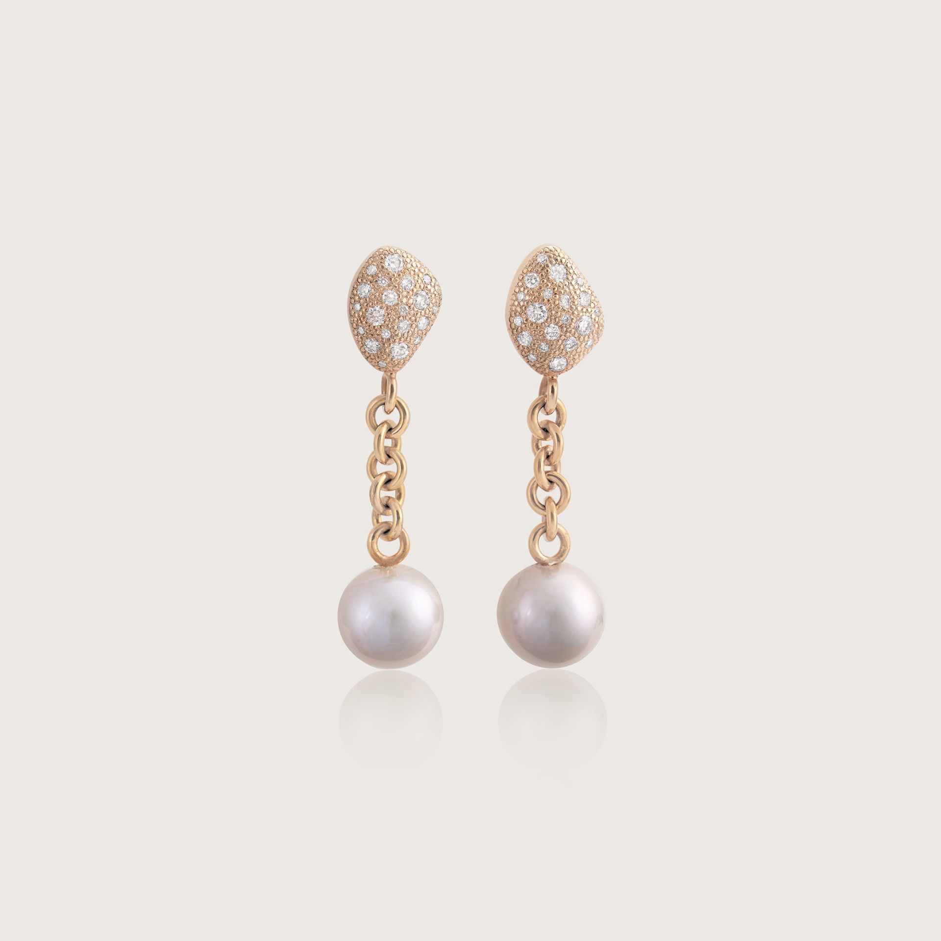 ASTRUA Orecchini Diva, Oro Rosa, Diamanti, Perle Freshwater Grigie DI25PD-2PFWGR7,5