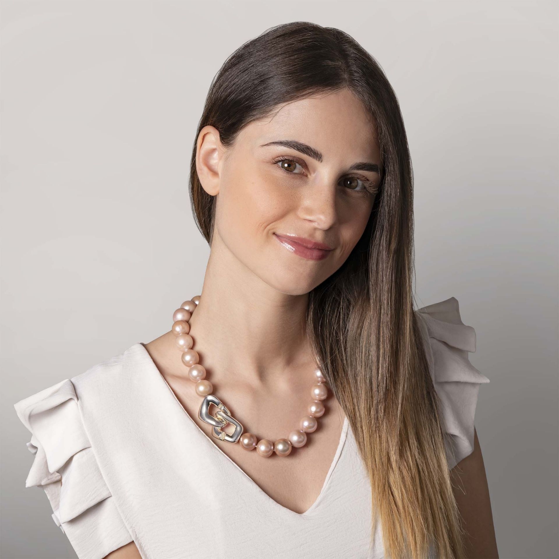 ASTRUA Collana Diva, Perle Freshwater, Oro Bianco DI699KTGRO-PFWMC12-15