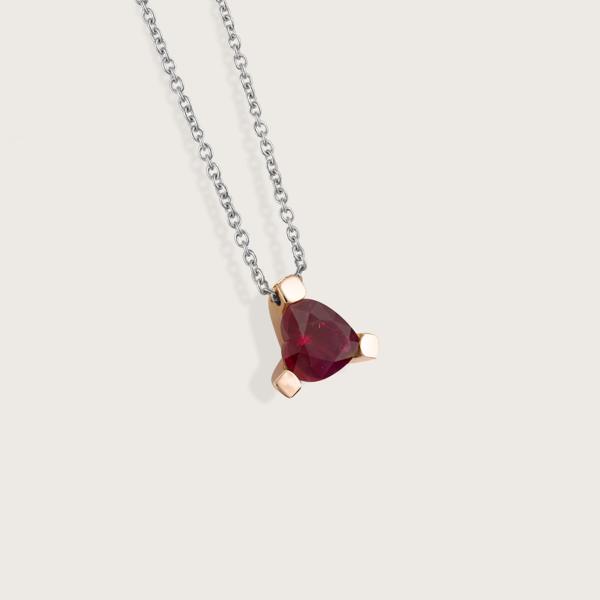 ASTRUA Ciondolo Luce, Oro Rosa, Oro Bianco, Rubino S95CUR.3